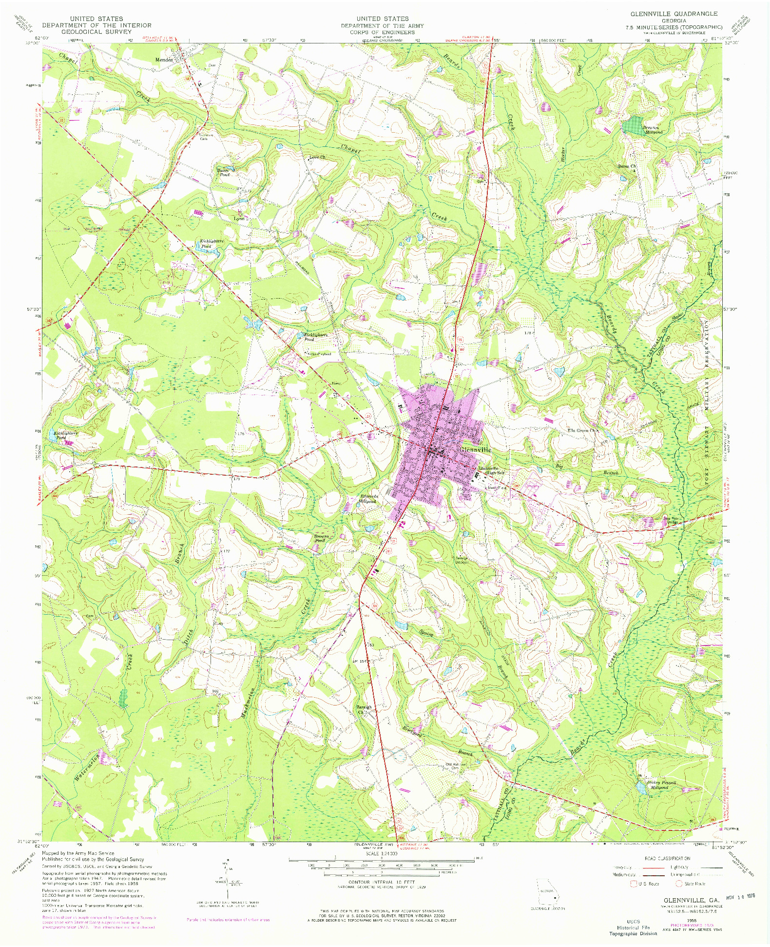 USGS 1:24000-SCALE QUADRANGLE FOR GLENNVILLE, GA 1958