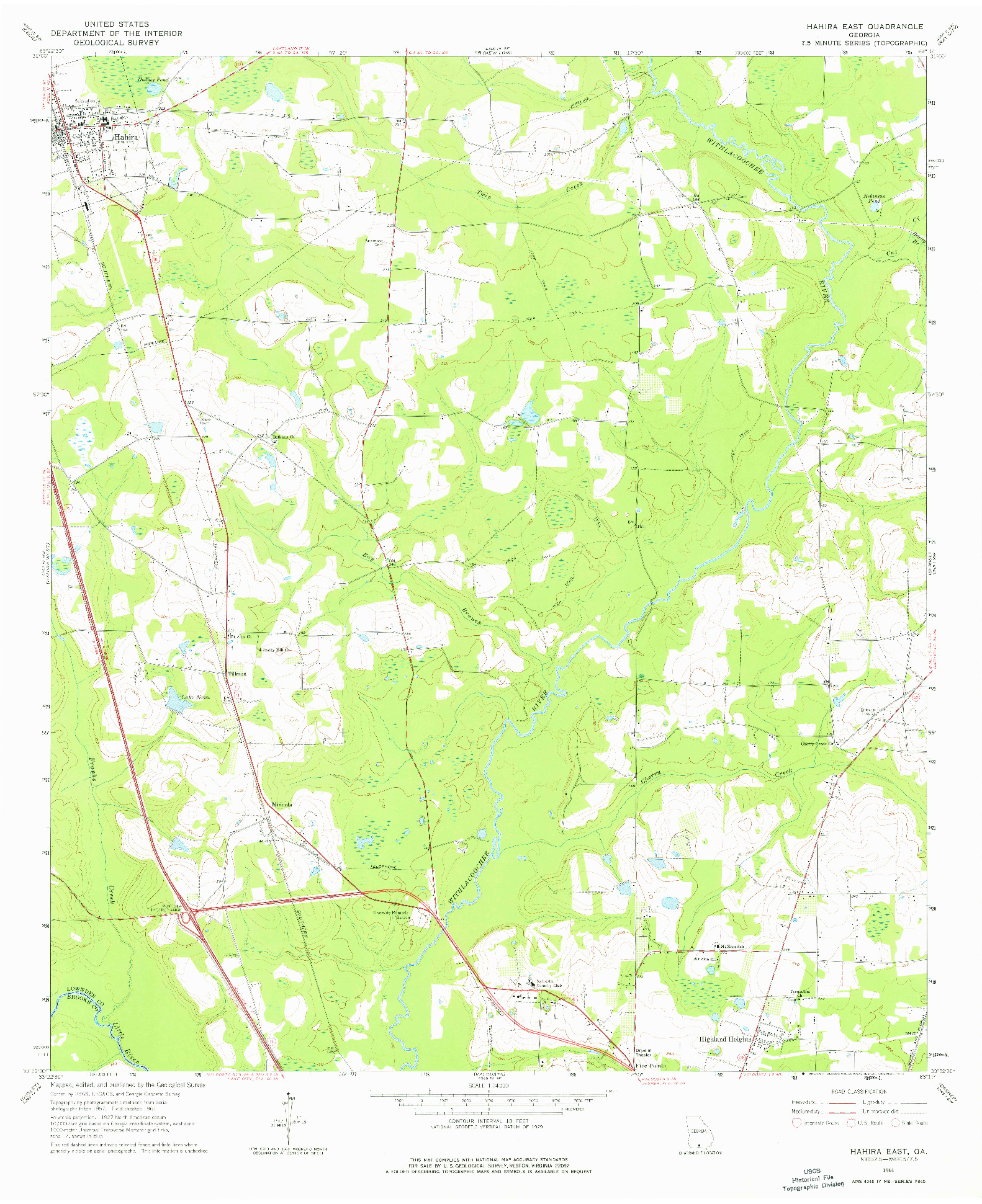 USGS 1:24000-SCALE QUADRANGLE FOR HAHIRA EAST, GA 1961