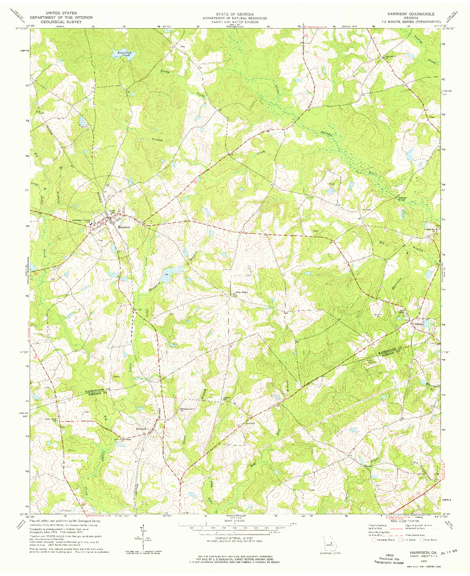 USGS 1:24000-SCALE QUADRANGLE FOR HARRISON, GA 1973