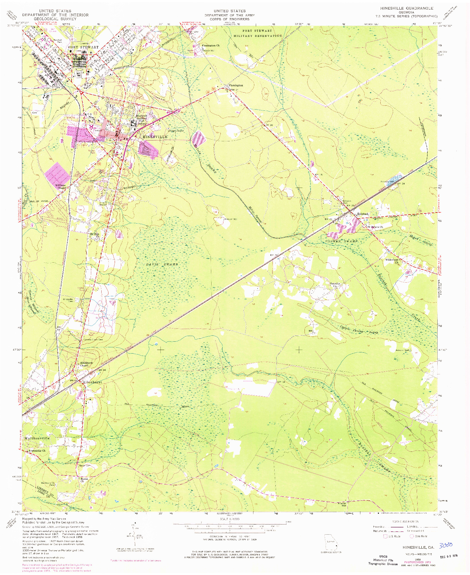 USGS 1:24000-SCALE QUADRANGLE FOR HINESVILLE, GA 1958