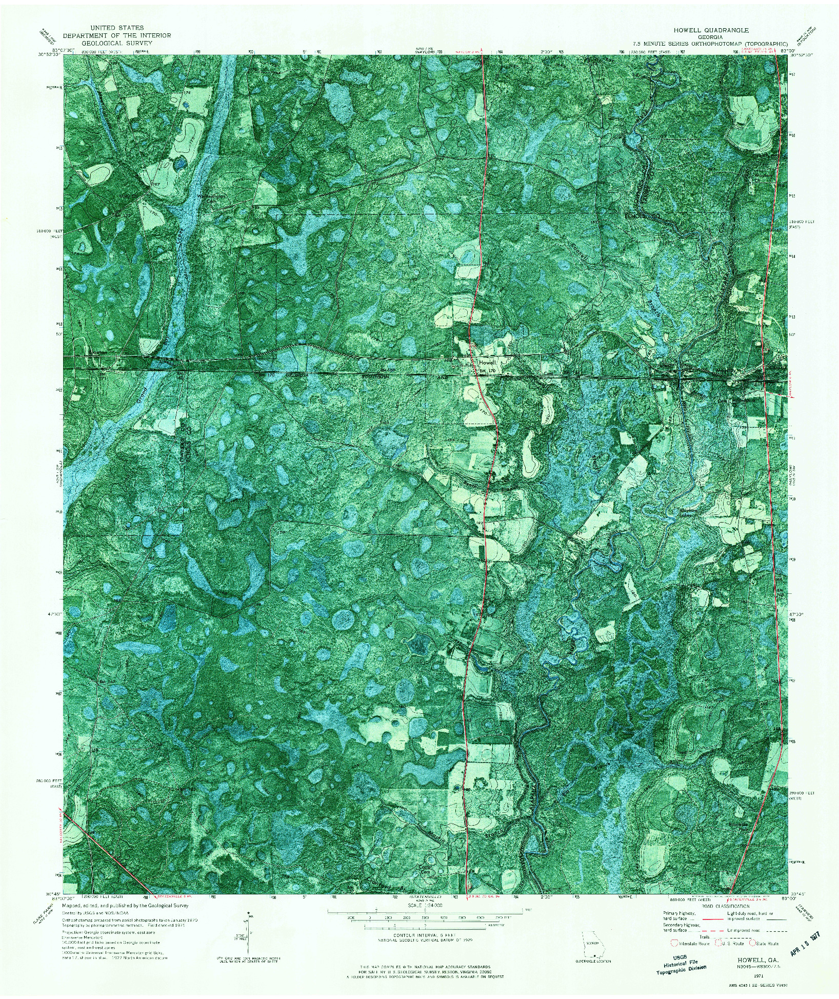 USGS 1:24000-SCALE QUADRANGLE FOR HOWELL, GA 1971