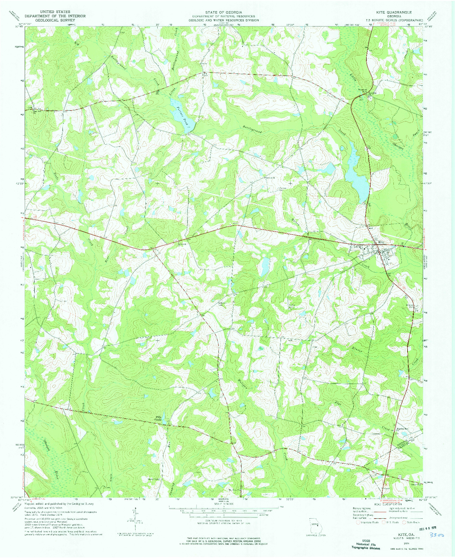 USGS 1:24000-SCALE QUADRANGLE FOR KITE, GA 1974