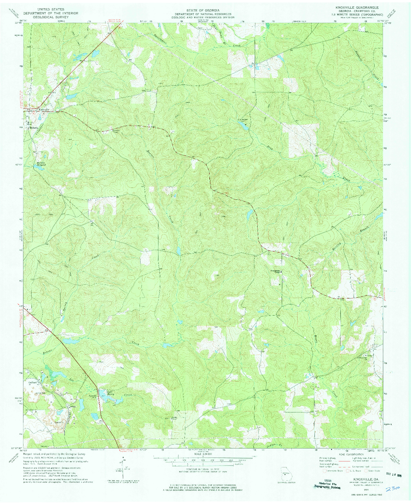 USGS 1:24000-SCALE QUADRANGLE FOR KNOXVILLE, GA 1974