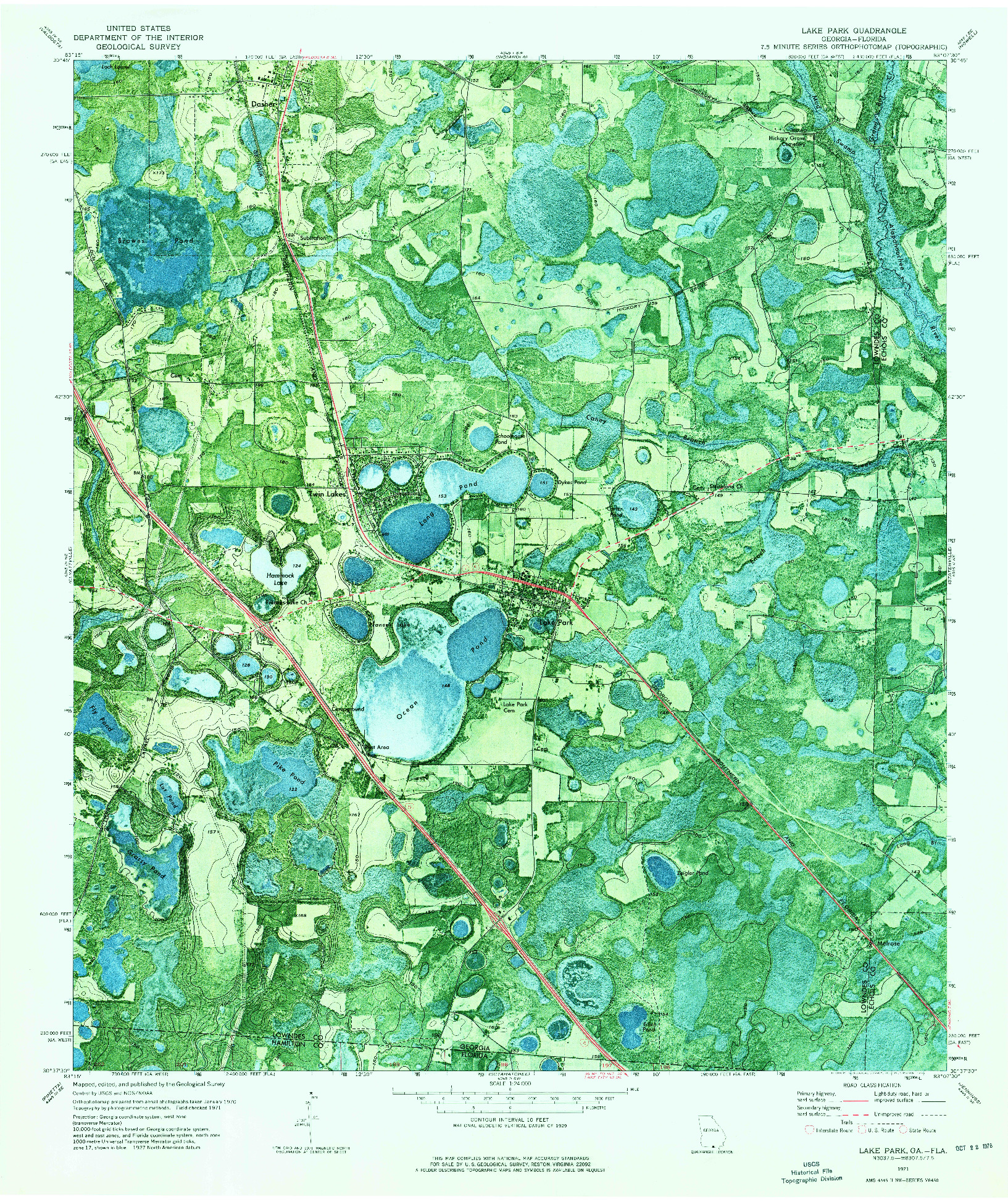 USGS 1:24000-SCALE QUADRANGLE FOR LAKE PARK, GA 1971