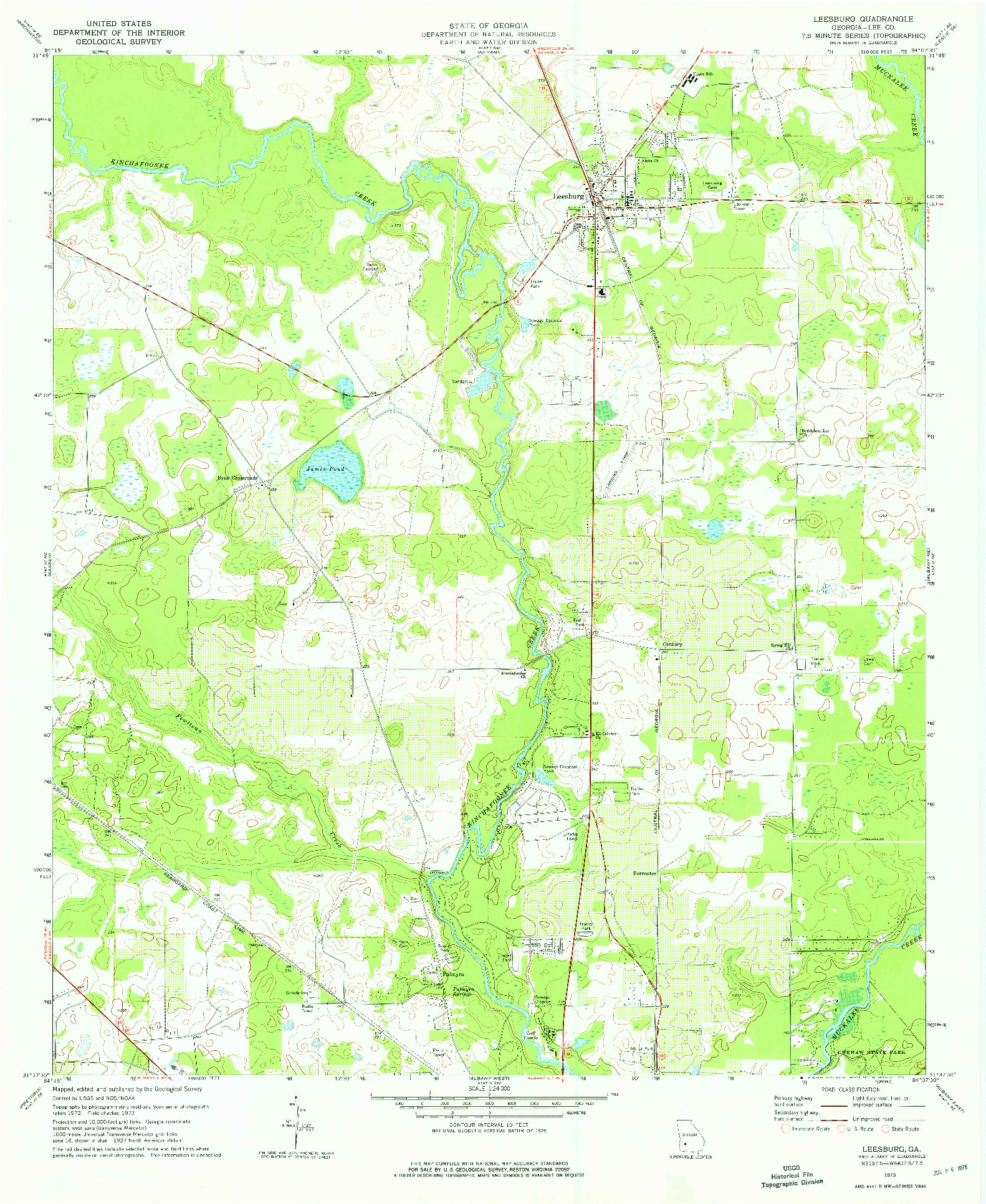 USGS 1:24000-SCALE QUADRANGLE FOR LEESBURG, GA 1973