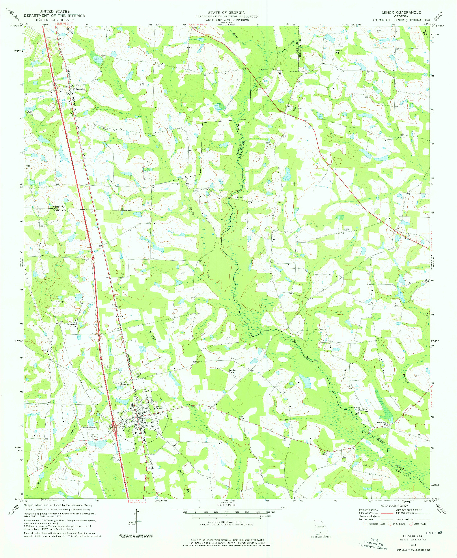 USGS 1:24000-SCALE QUADRANGLE FOR LENOX, GA 1973