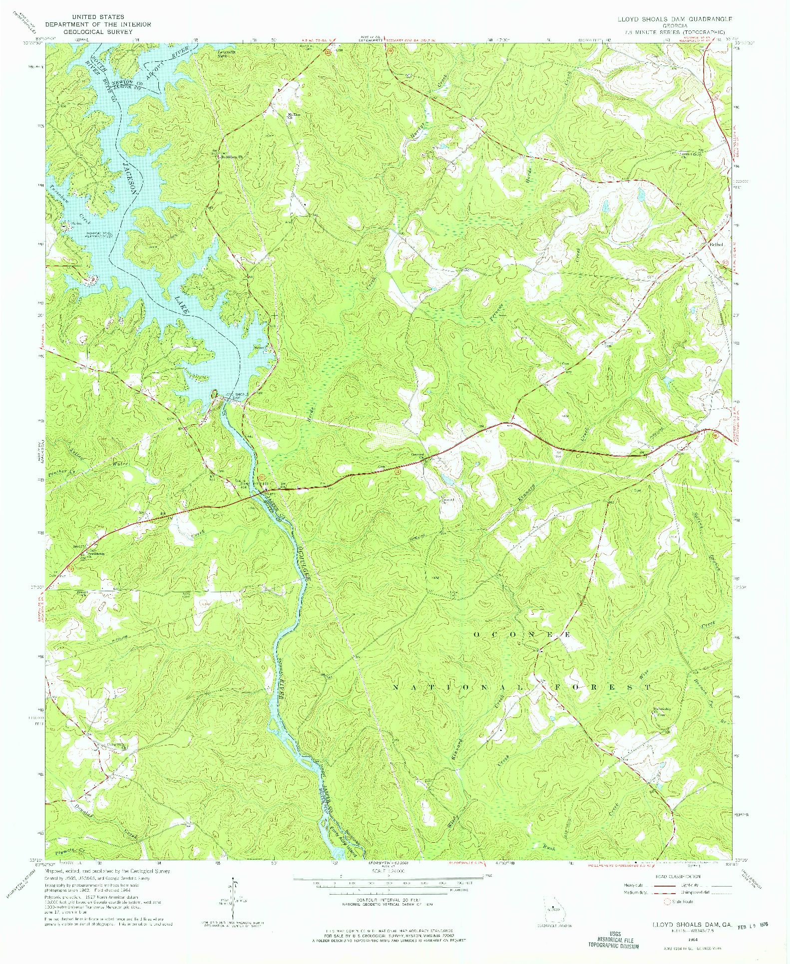 USGS 1:24000-SCALE QUADRANGLE FOR LLOYD SHOALS DAM, GA 1964