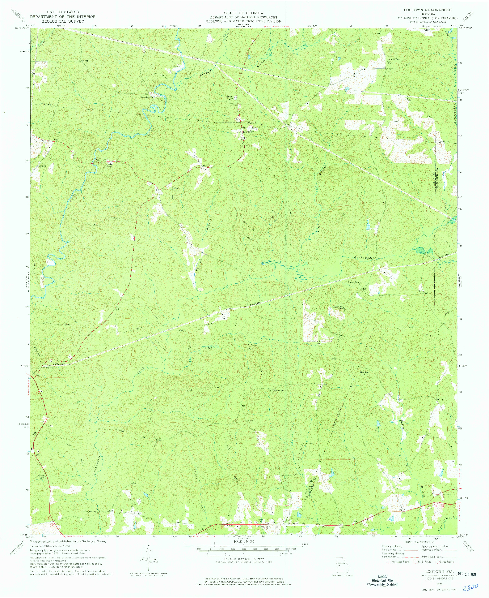 USGS 1:24000-SCALE QUADRANGLE FOR LOGTOWN, GA 1974