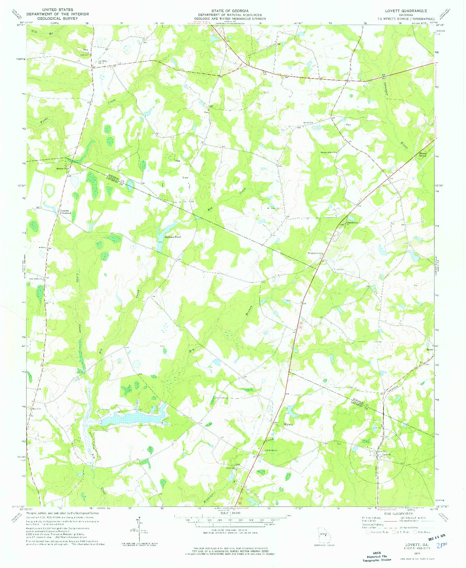 USGS 1:24000-SCALE QUADRANGLE FOR LOVETT, GA 1974