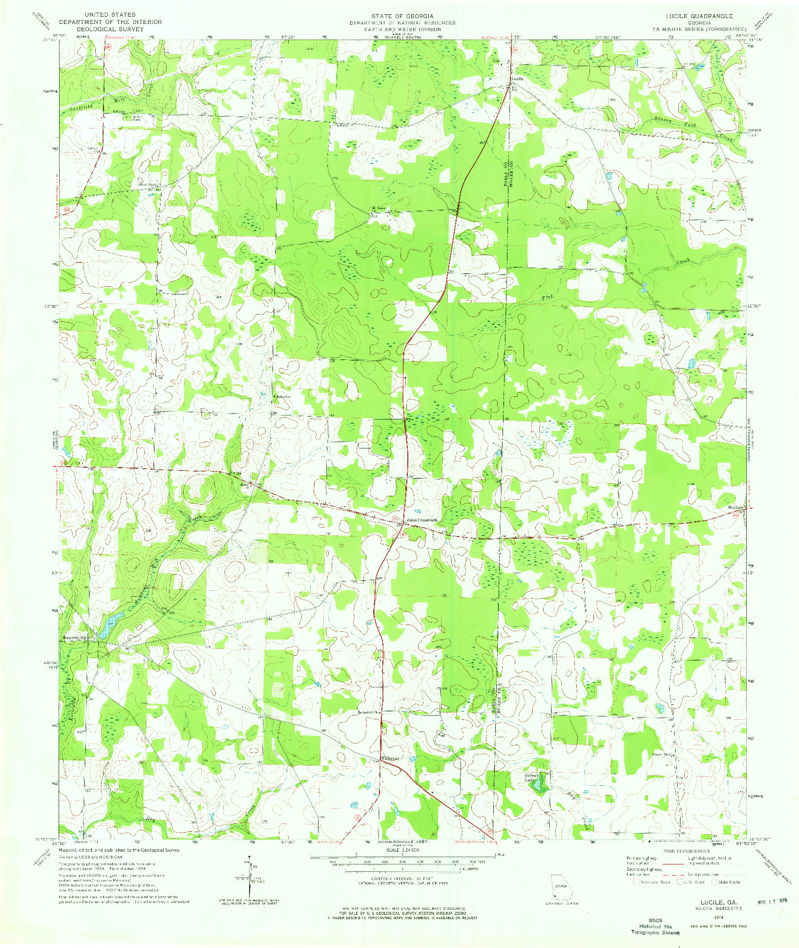 USGS 1:24000-SCALE QUADRANGLE FOR LUCILE, GA 1974