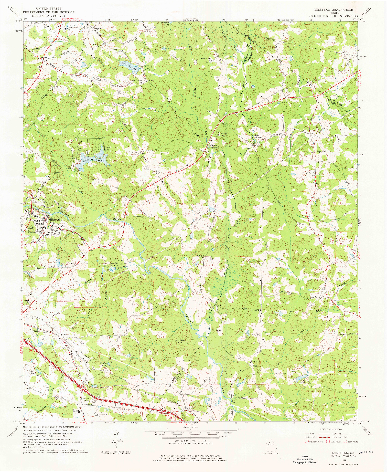 USGS 1:24000-SCALE QUADRANGLE FOR MILSTEAD, GA 1964