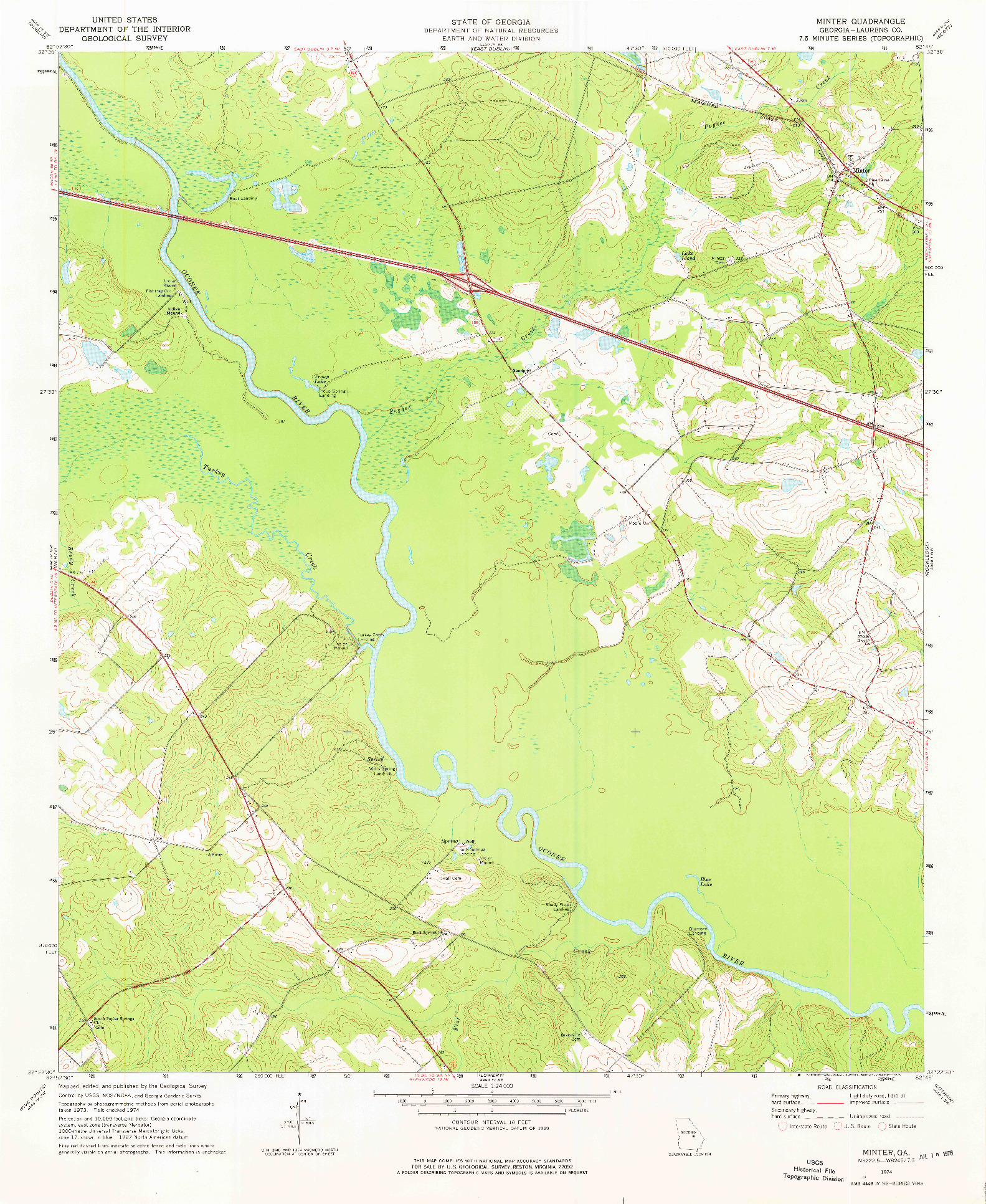 USGS 1:24000-SCALE QUADRANGLE FOR MINTER, GA 1974