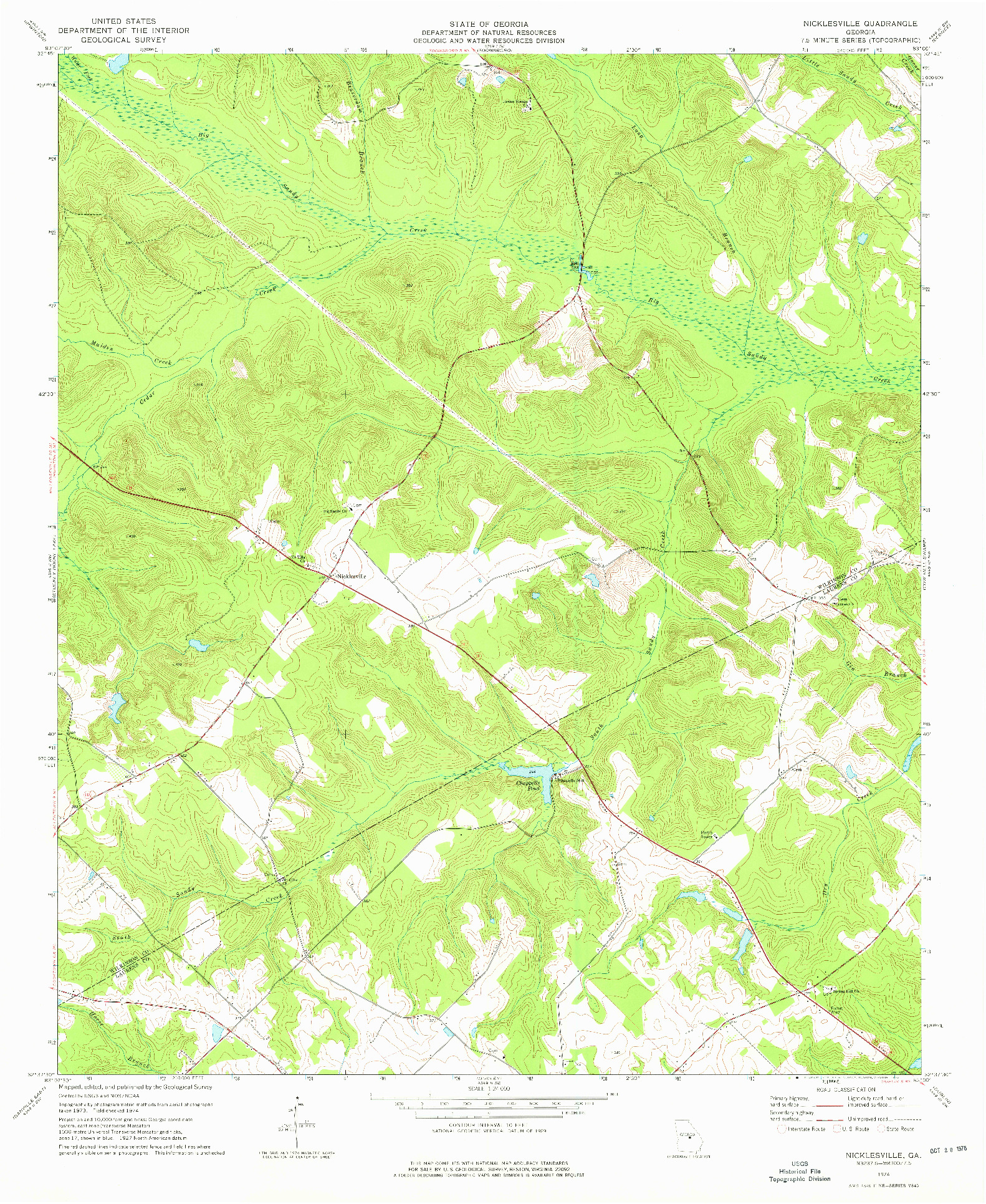 USGS 1:24000-SCALE QUADRANGLE FOR NICKLESVILLE, GA 1974