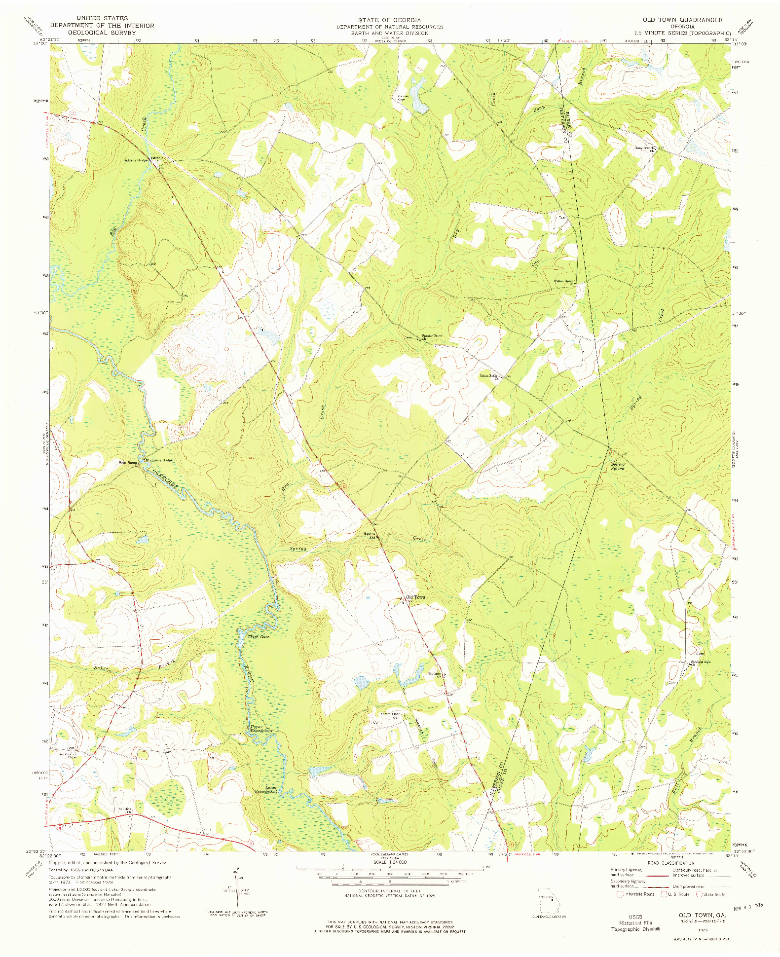 USGS 1:24000-SCALE QUADRANGLE FOR OLD TOWN, GA 1973