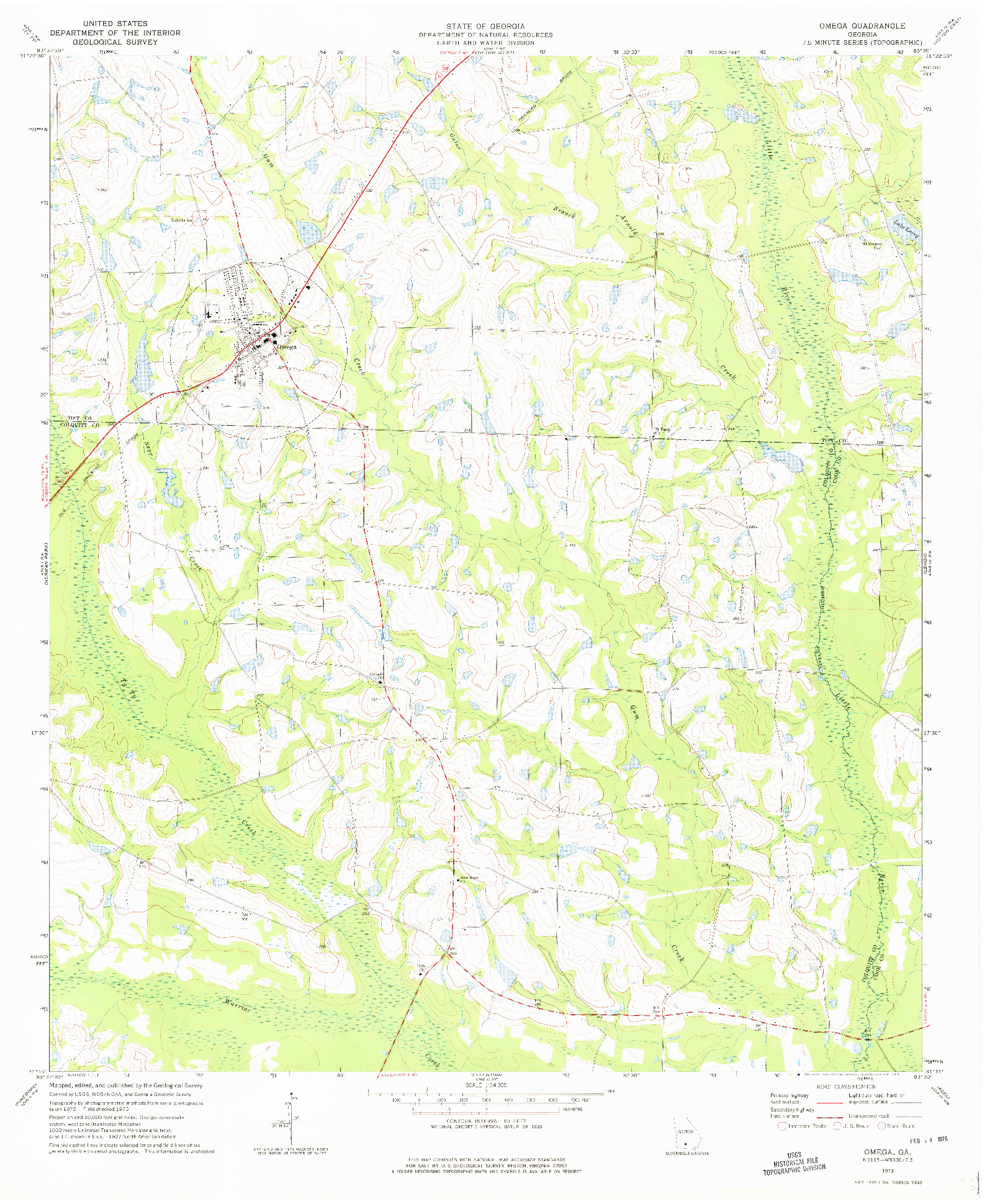 USGS 1:24000-SCALE QUADRANGLE FOR OMEGA, GA 1973