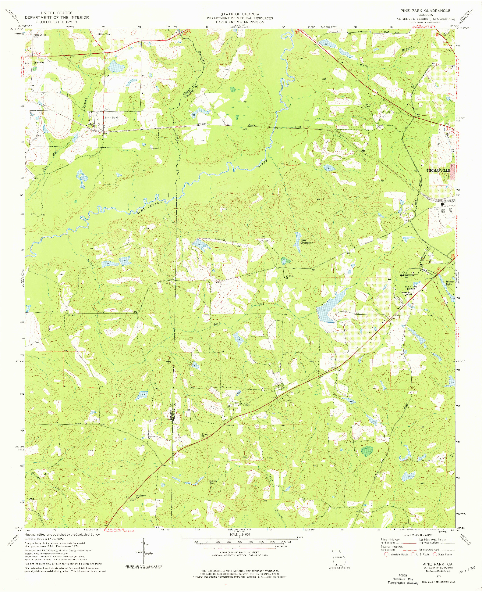 USGS 1:24000-SCALE QUADRANGLE FOR PINE PARK, GA 1974