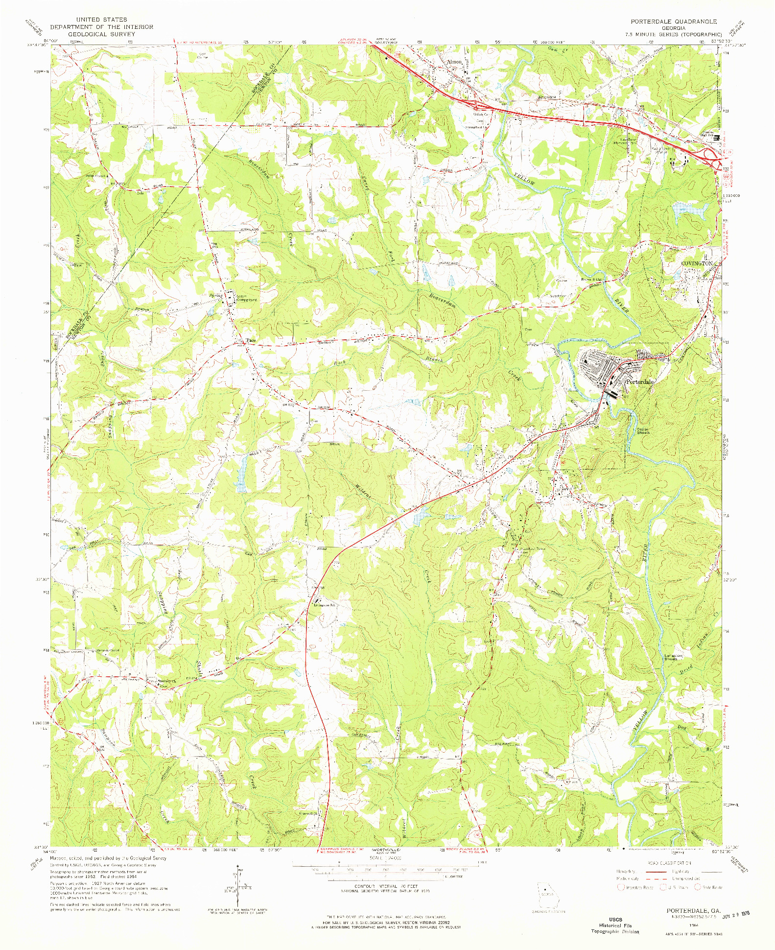 USGS 1:24000-SCALE QUADRANGLE FOR PORTERDALE, GA 1964