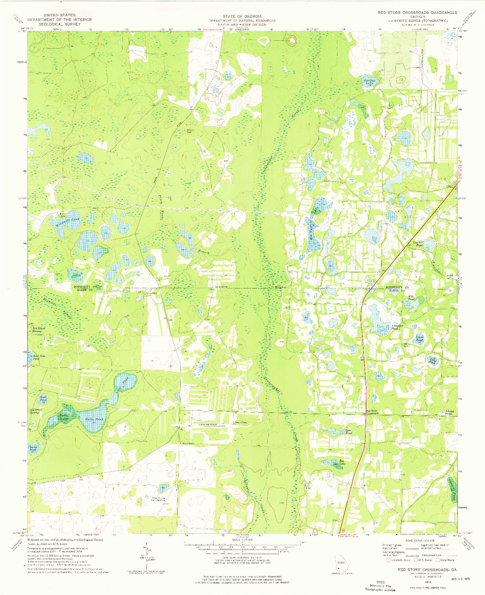 USGS 1:24000-SCALE QUADRANGLE FOR RED STORE CROSSROADS, GA 1974