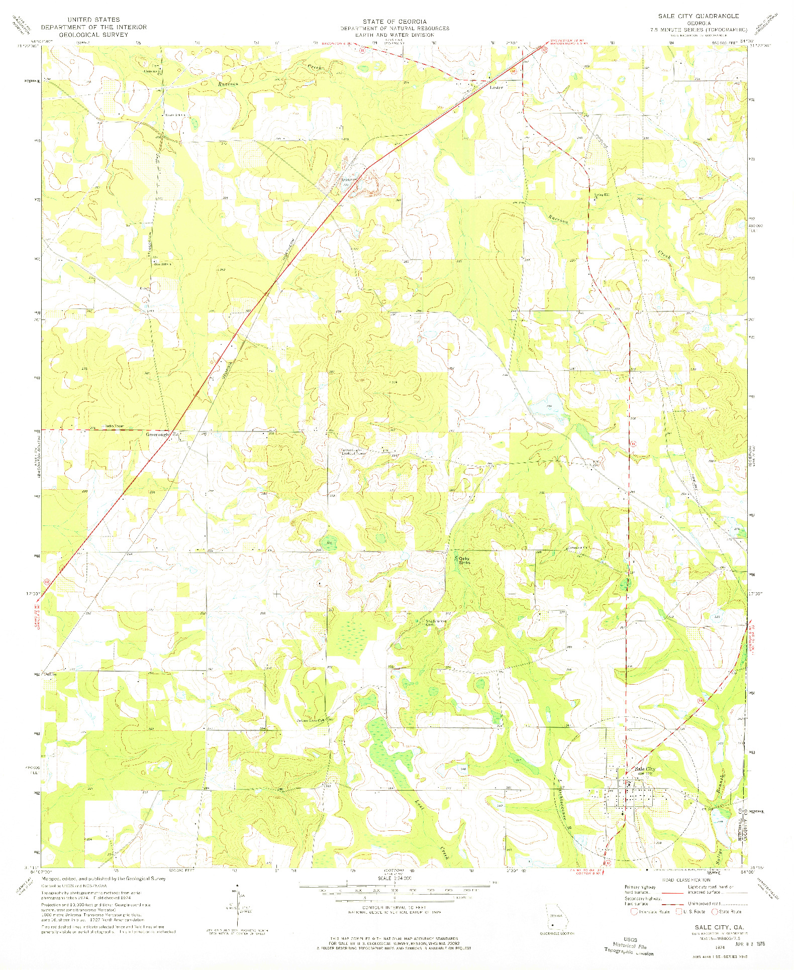 USGS 1:24000-SCALE QUADRANGLE FOR SALE CITY, GA 1974