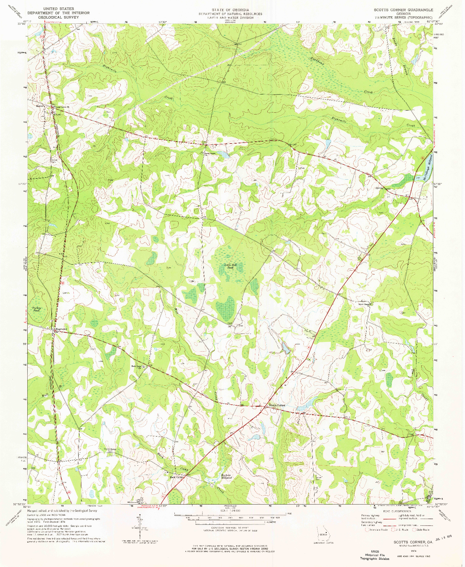 USGS 1:24000-SCALE QUADRANGLE FOR SCOTTS CORNER, GA 1974