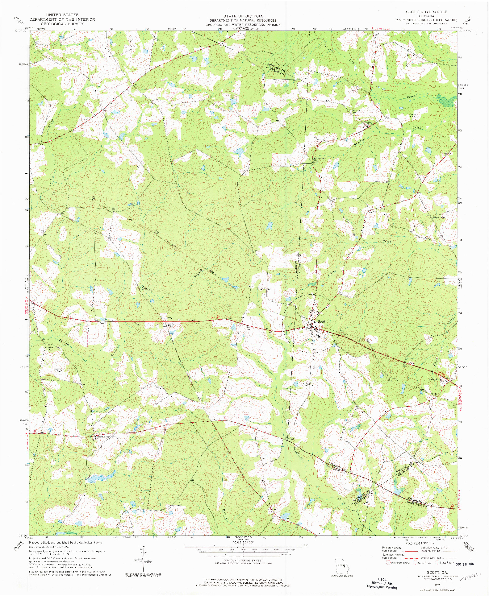 USGS 1:24000-SCALE QUADRANGLE FOR SCOTT, GA 1974