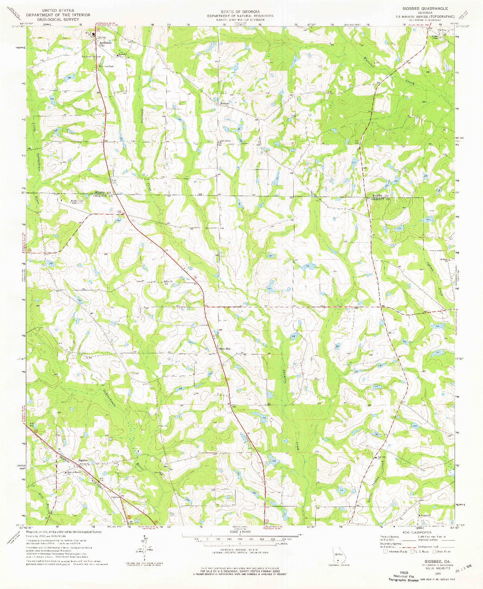 USGS 1:24000-SCALE QUADRANGLE FOR SIGSBEE, GA 1974