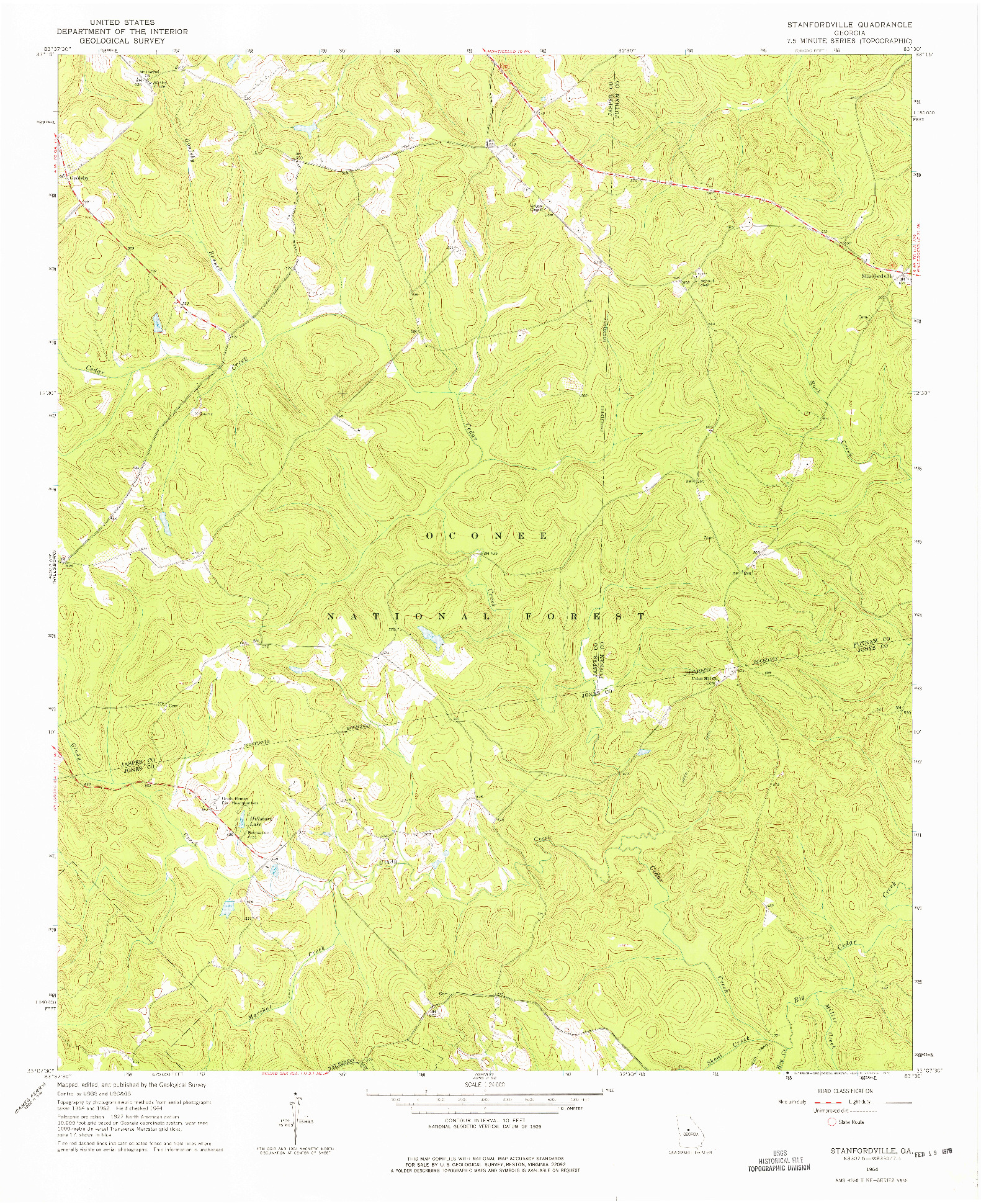 USGS 1:24000-SCALE QUADRANGLE FOR STANFORDVILLE, GA 1964