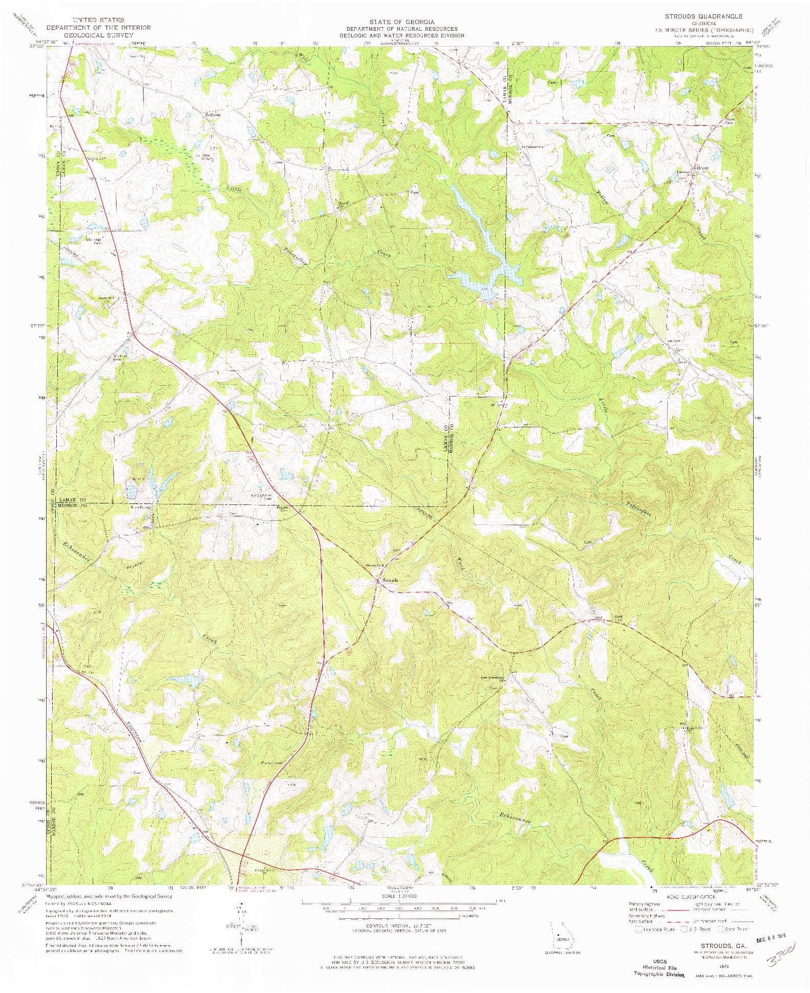 USGS 1:24000-SCALE QUADRANGLE FOR STROUDS, GA 1974