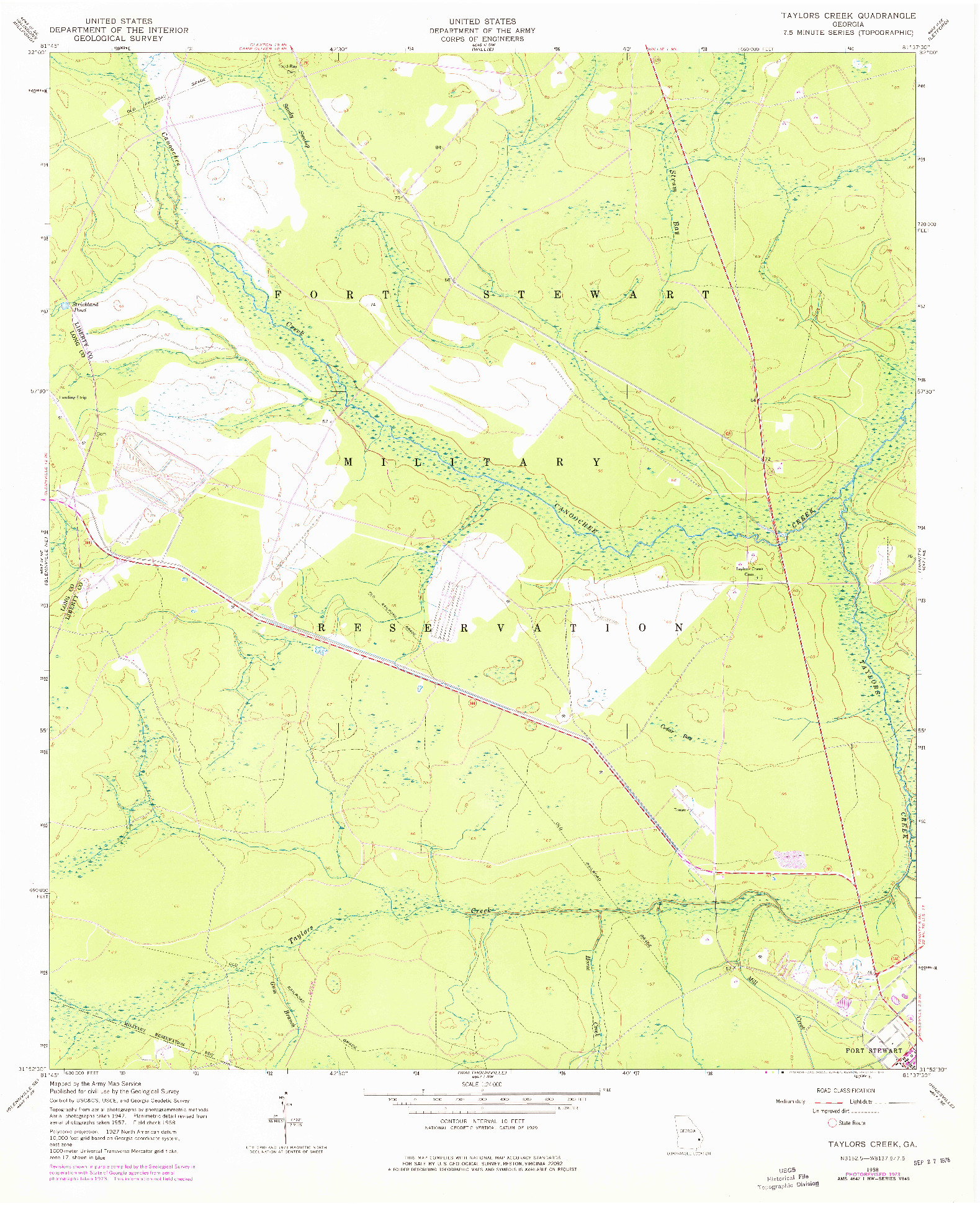 USGS 1:24000-SCALE QUADRANGLE FOR TAYLORS CREEK, GA 1958