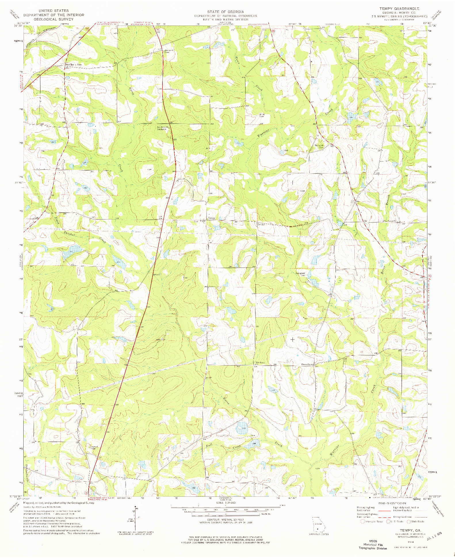 USGS 1:24000-SCALE QUADRANGLE FOR TEMPY, GA 1974