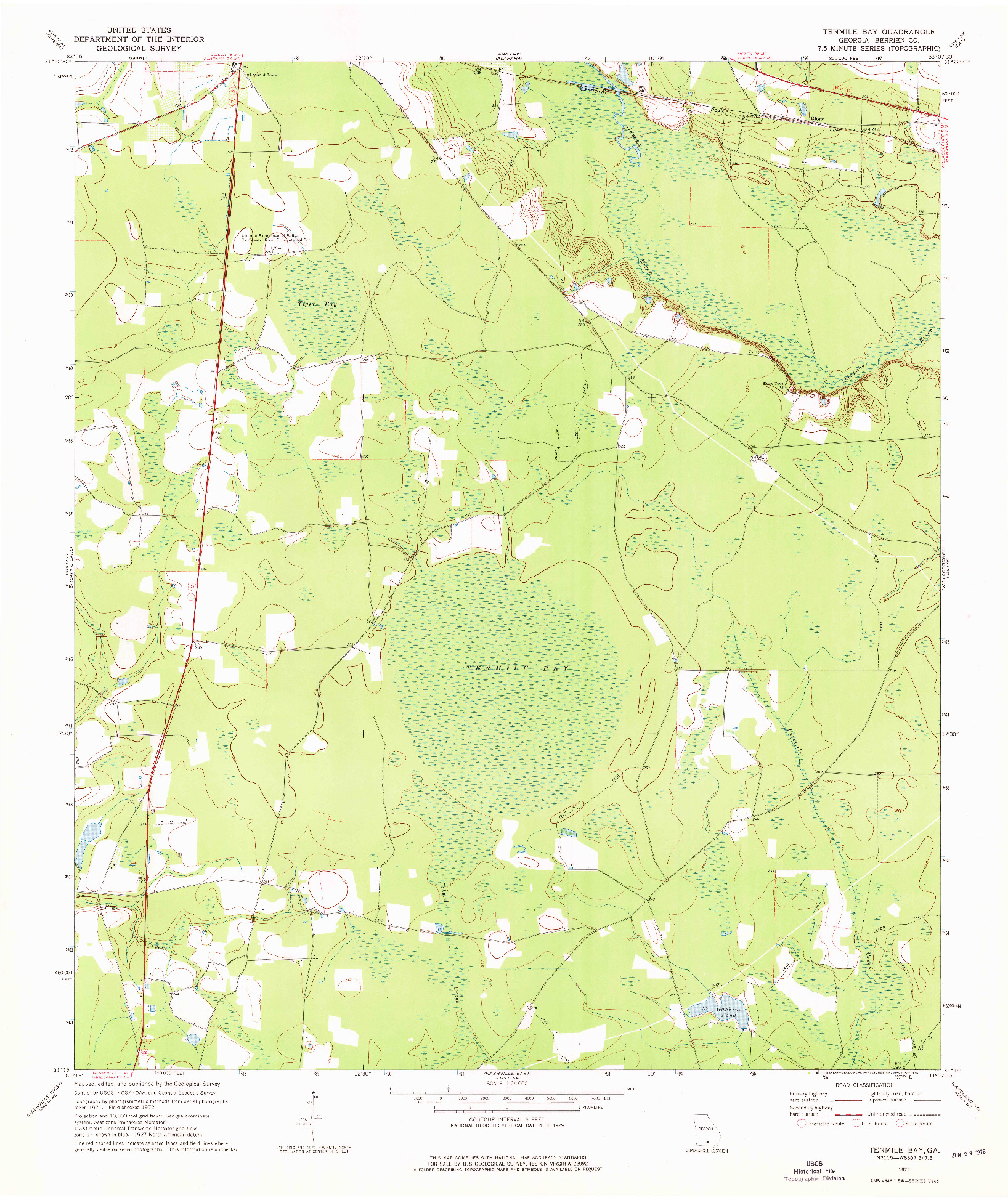 USGS 1:24000-SCALE QUADRANGLE FOR TENMILE BAY, GA 1972