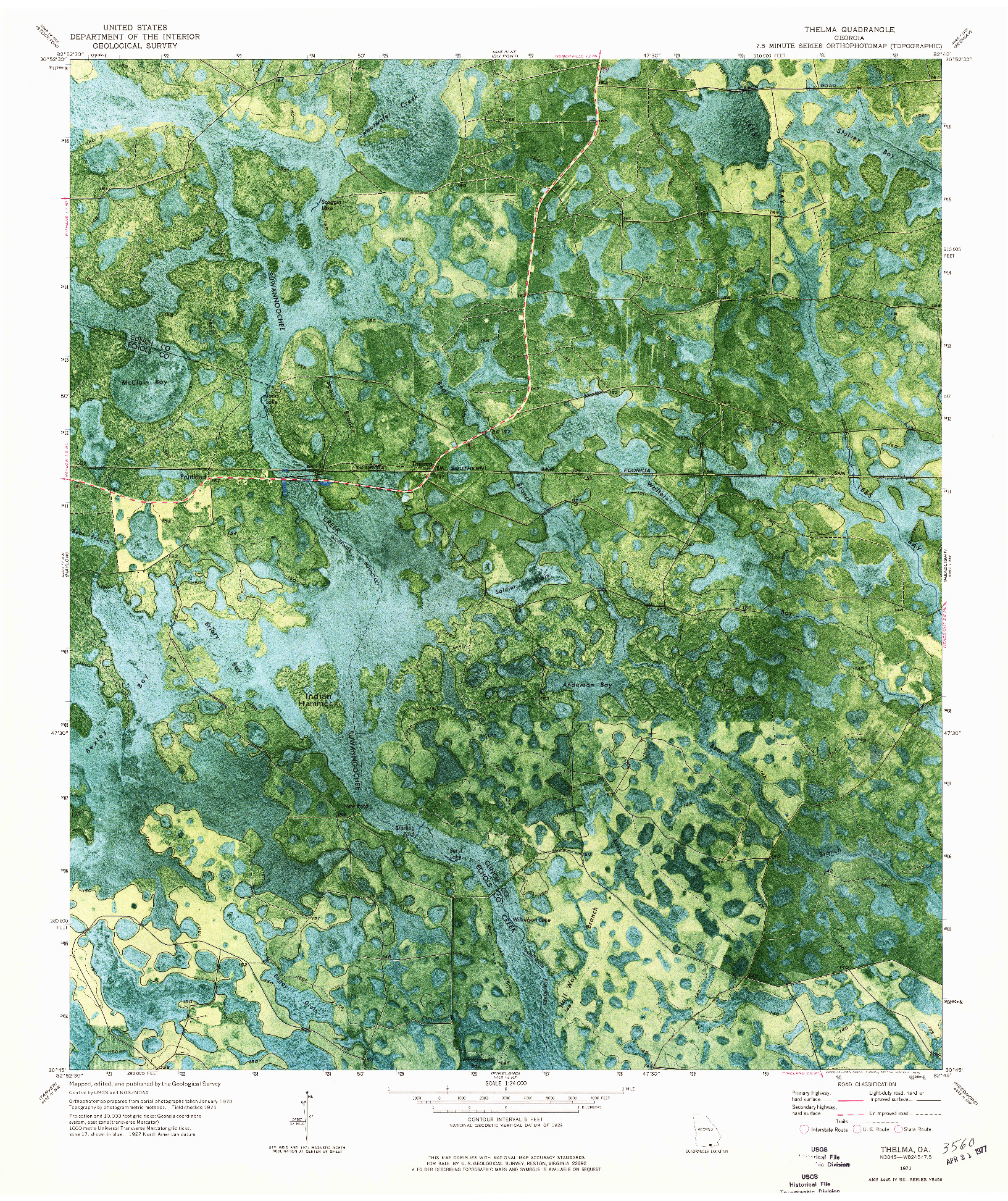 USGS 1:24000-SCALE QUADRANGLE FOR THELMA, GA 1971