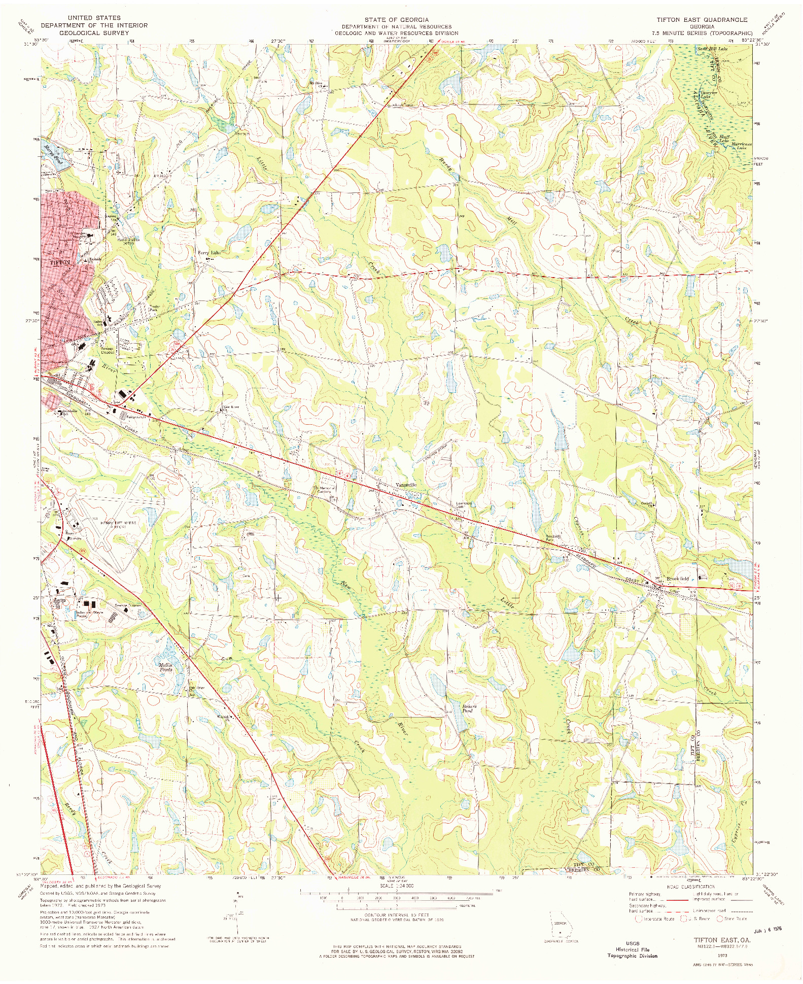 USGS 1:24000-SCALE QUADRANGLE FOR TIFTON EAST, GA 1973