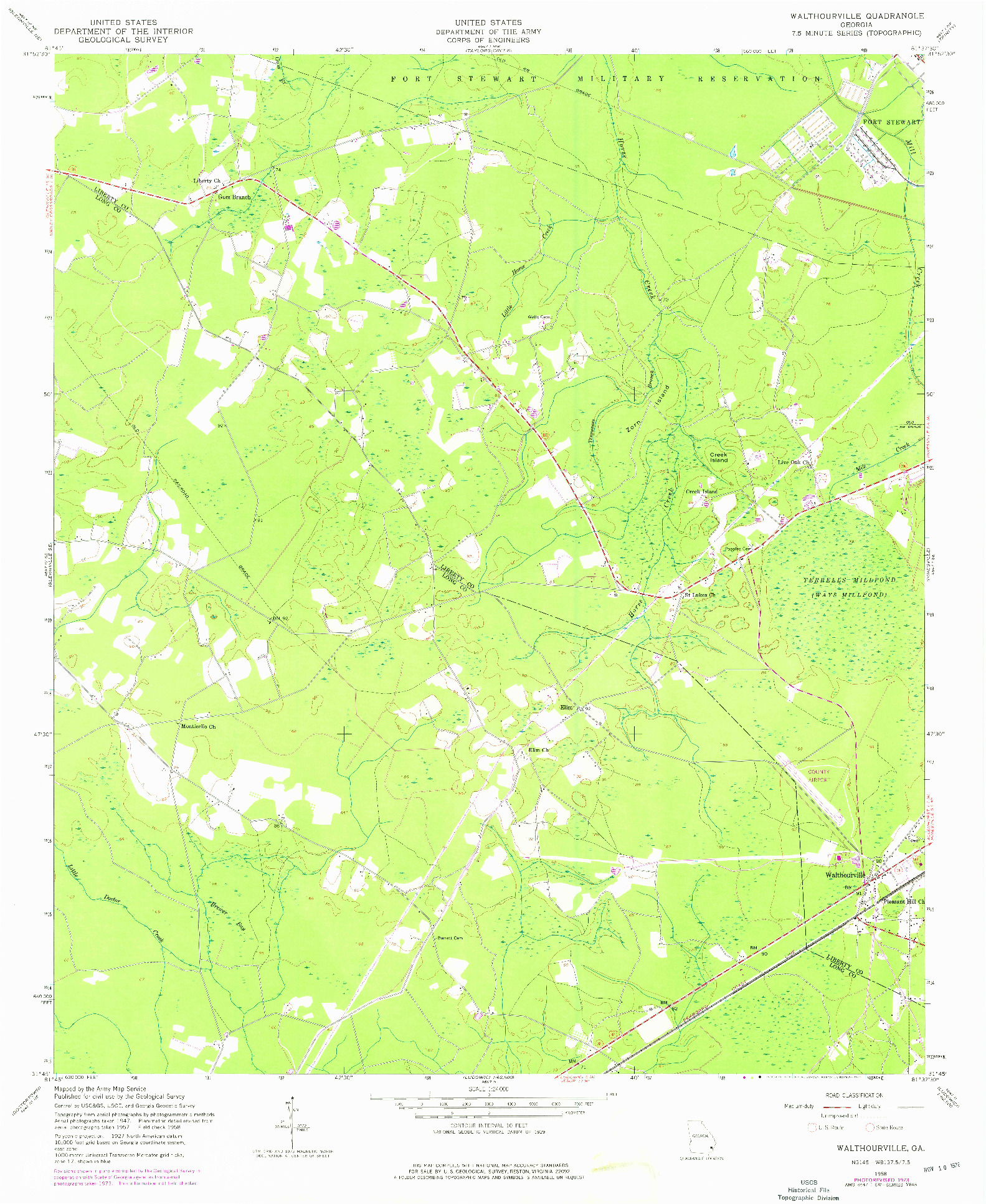 USGS 1:24000-SCALE QUADRANGLE FOR WALTHOURVILLE, GA 1958