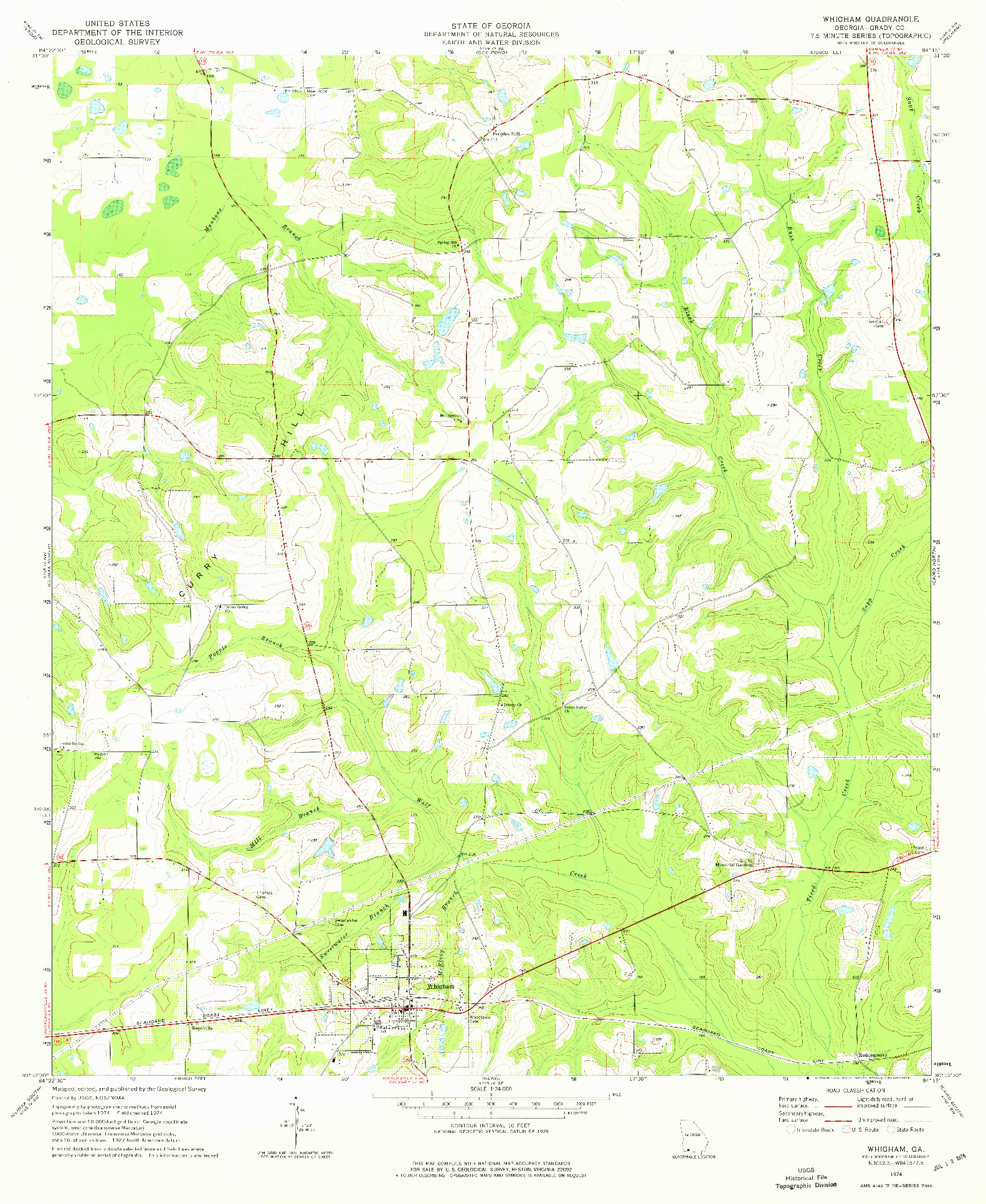 USGS 1:24000-SCALE QUADRANGLE FOR WHIGHAM, GA 1974