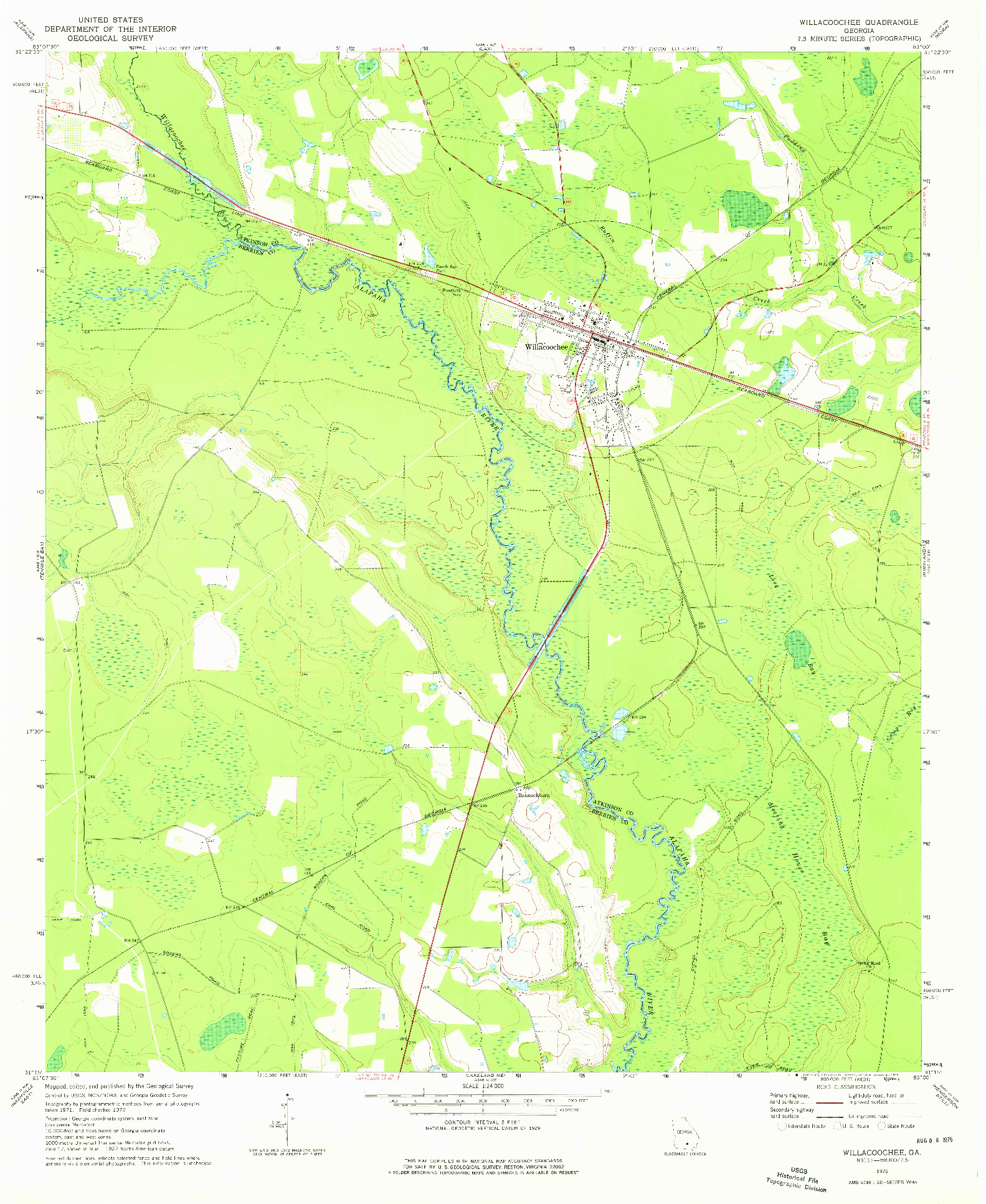 USGS 1:24000-SCALE QUADRANGLE FOR WILLACOOCHEE, GA 1972