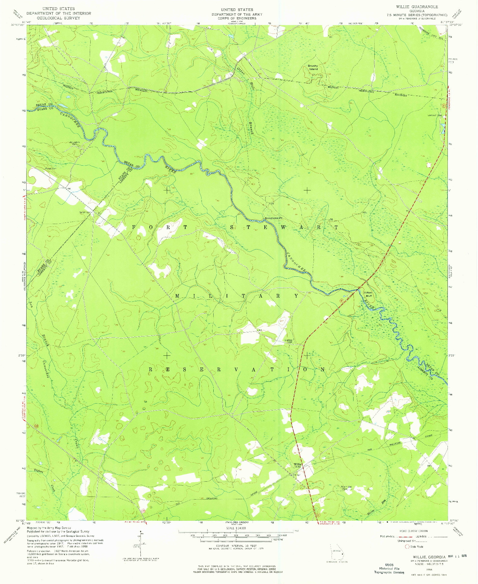 USGS 1:24000-SCALE QUADRANGLE FOR WILLIE, GA 1958