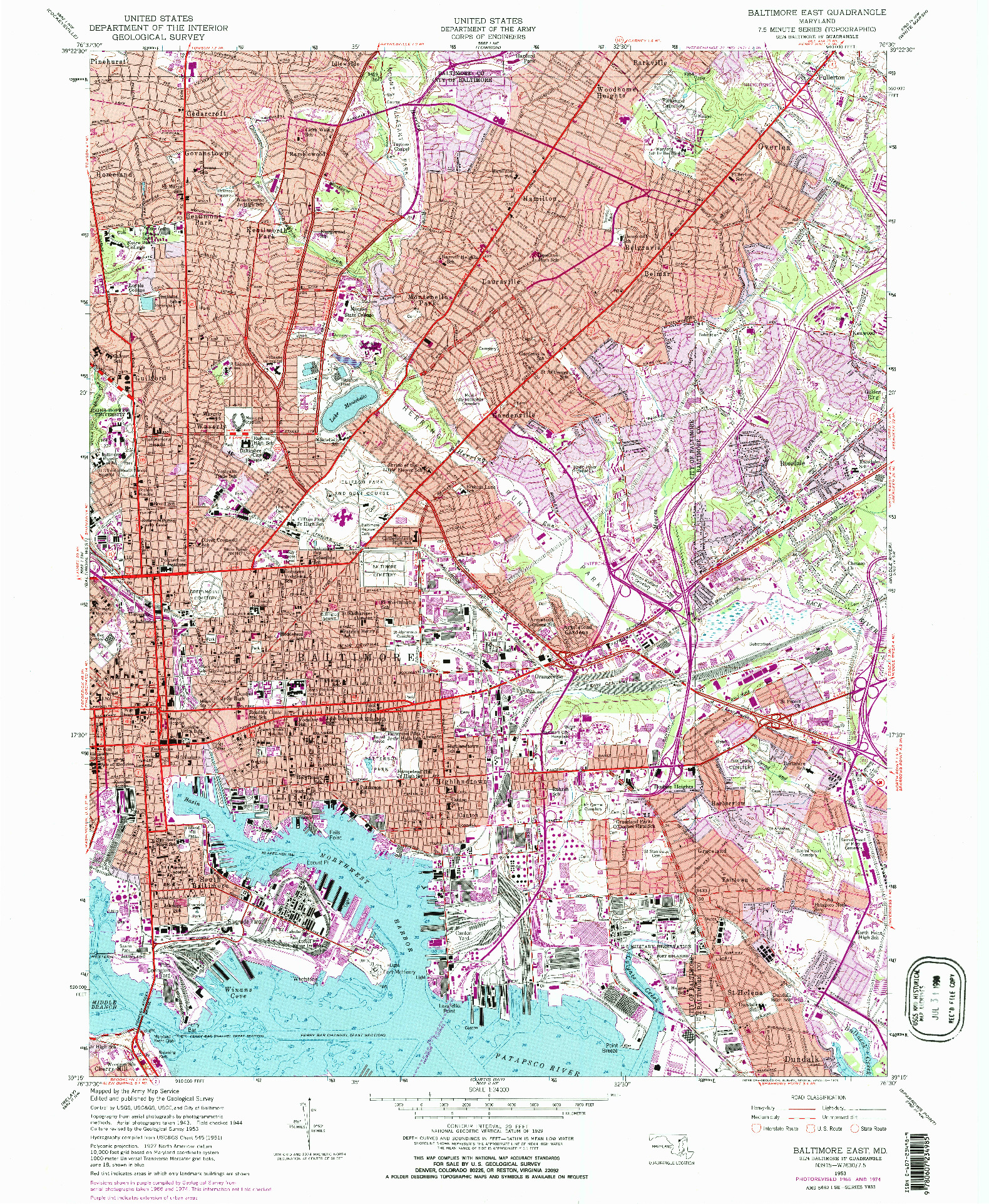 USGS 1:24000-SCALE QUADRANGLE FOR BALTIMORE EAST, MD 1953