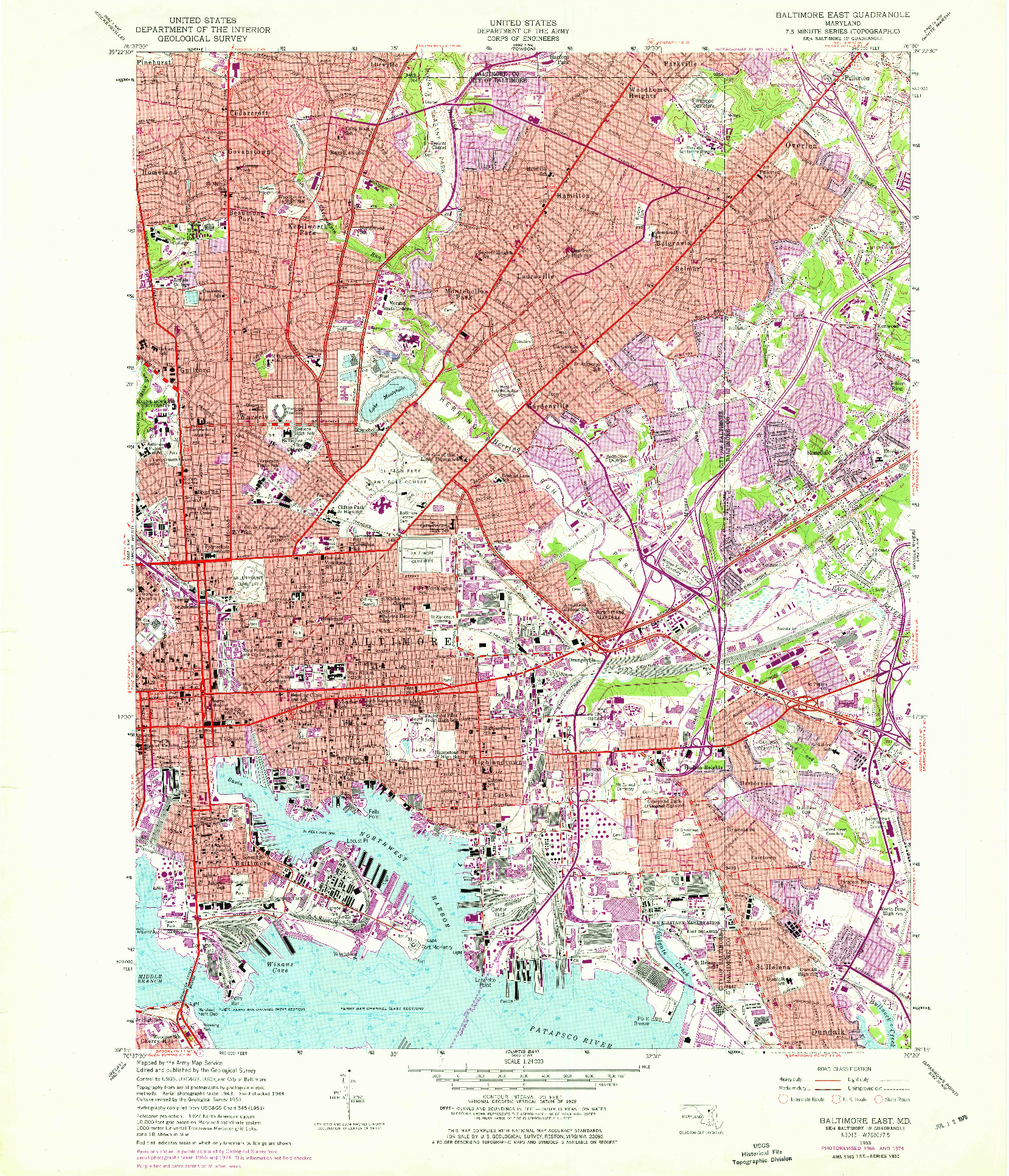 USGS 1:24000-SCALE QUADRANGLE FOR BALTIMORE EAST, MD 1953