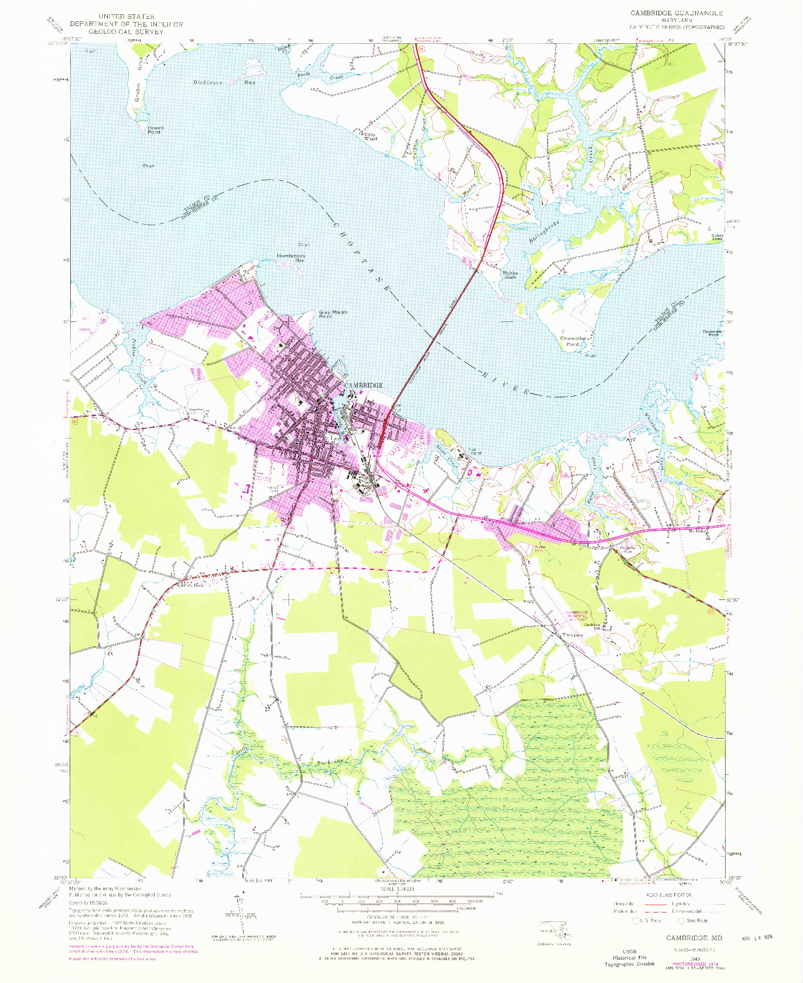 USGS 1:24000-SCALE QUADRANGLE FOR CAMBRIDGE, MD 1943