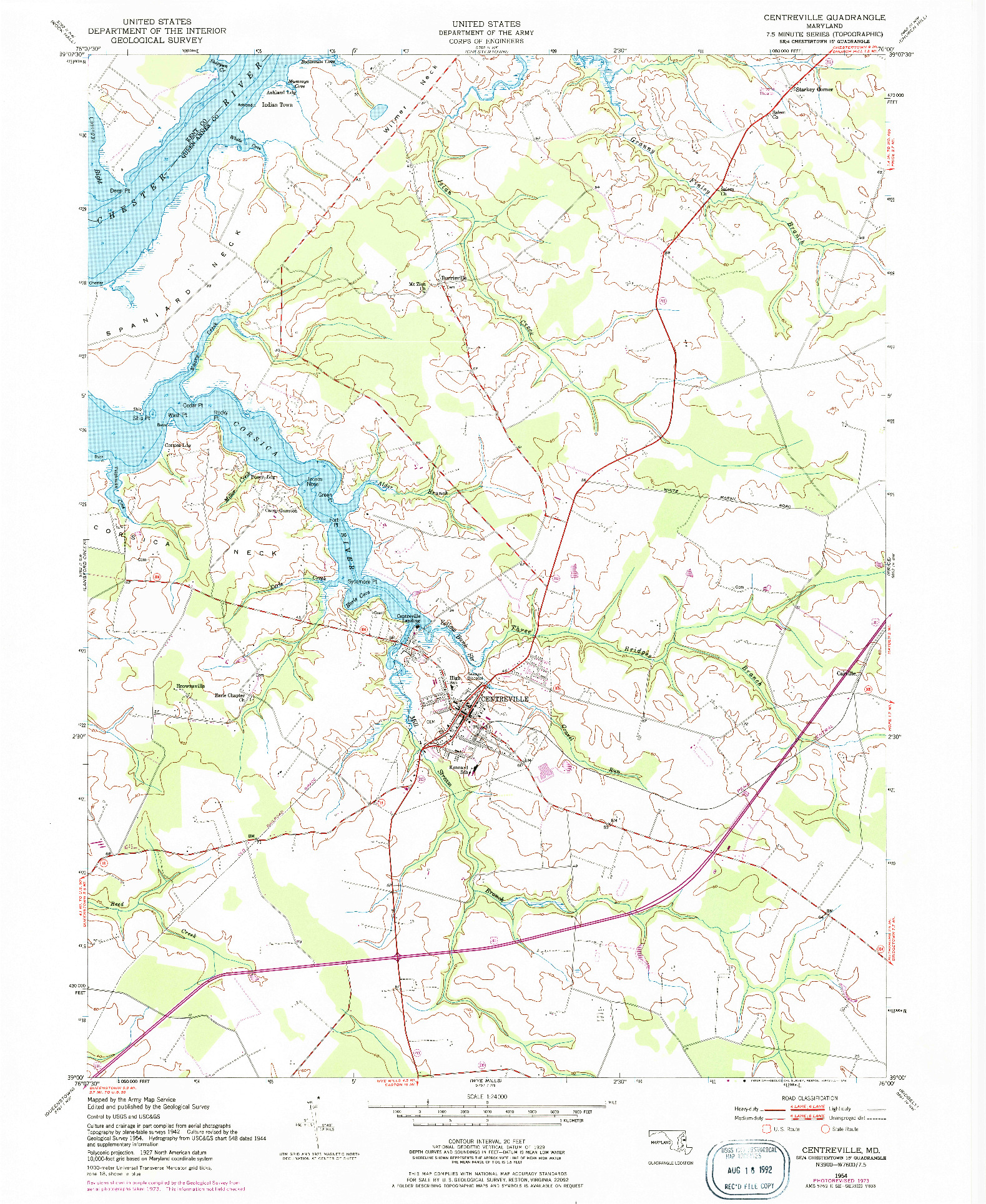 USGS 1:24000-SCALE QUADRANGLE FOR CENTREVILLE, MD 1954