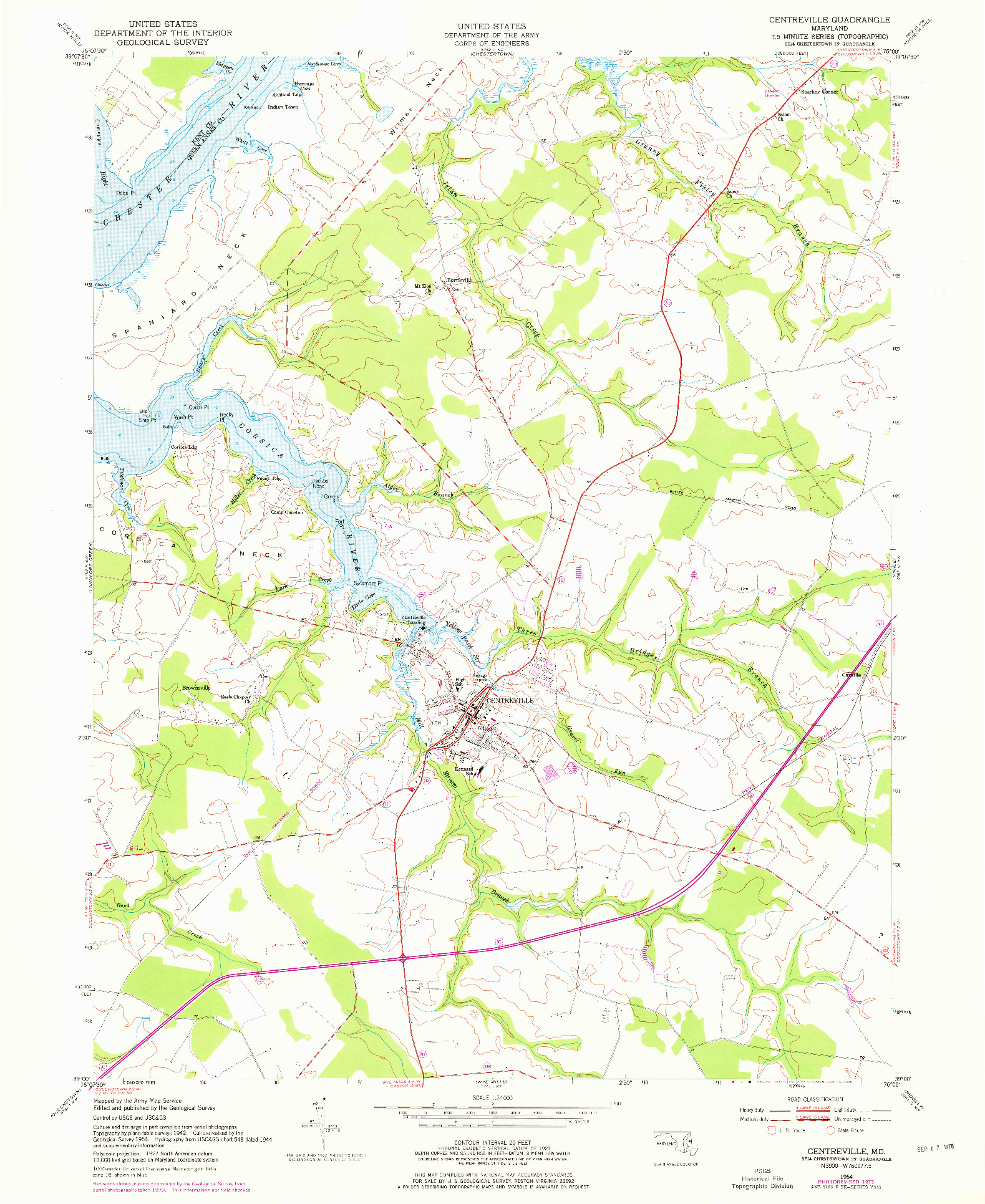 USGS 1:24000-SCALE QUADRANGLE FOR CENTREVILLE, MD 1954