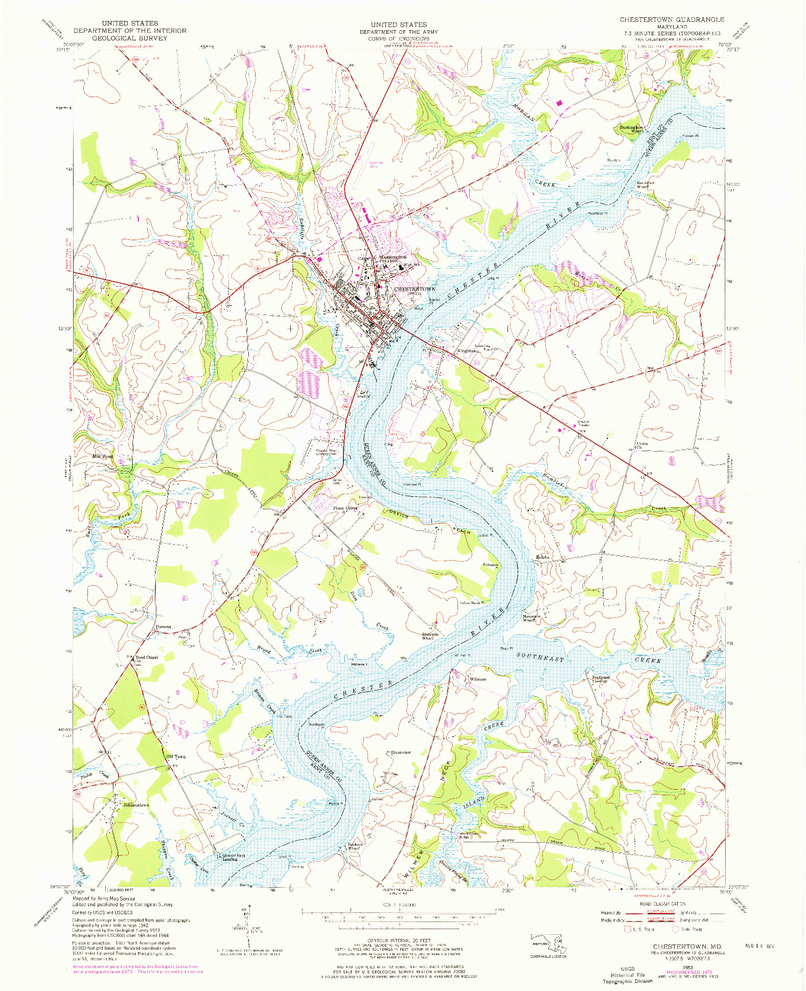 USGS 1:24000-SCALE QUADRANGLE FOR CHESTERTOWN, MD 1953