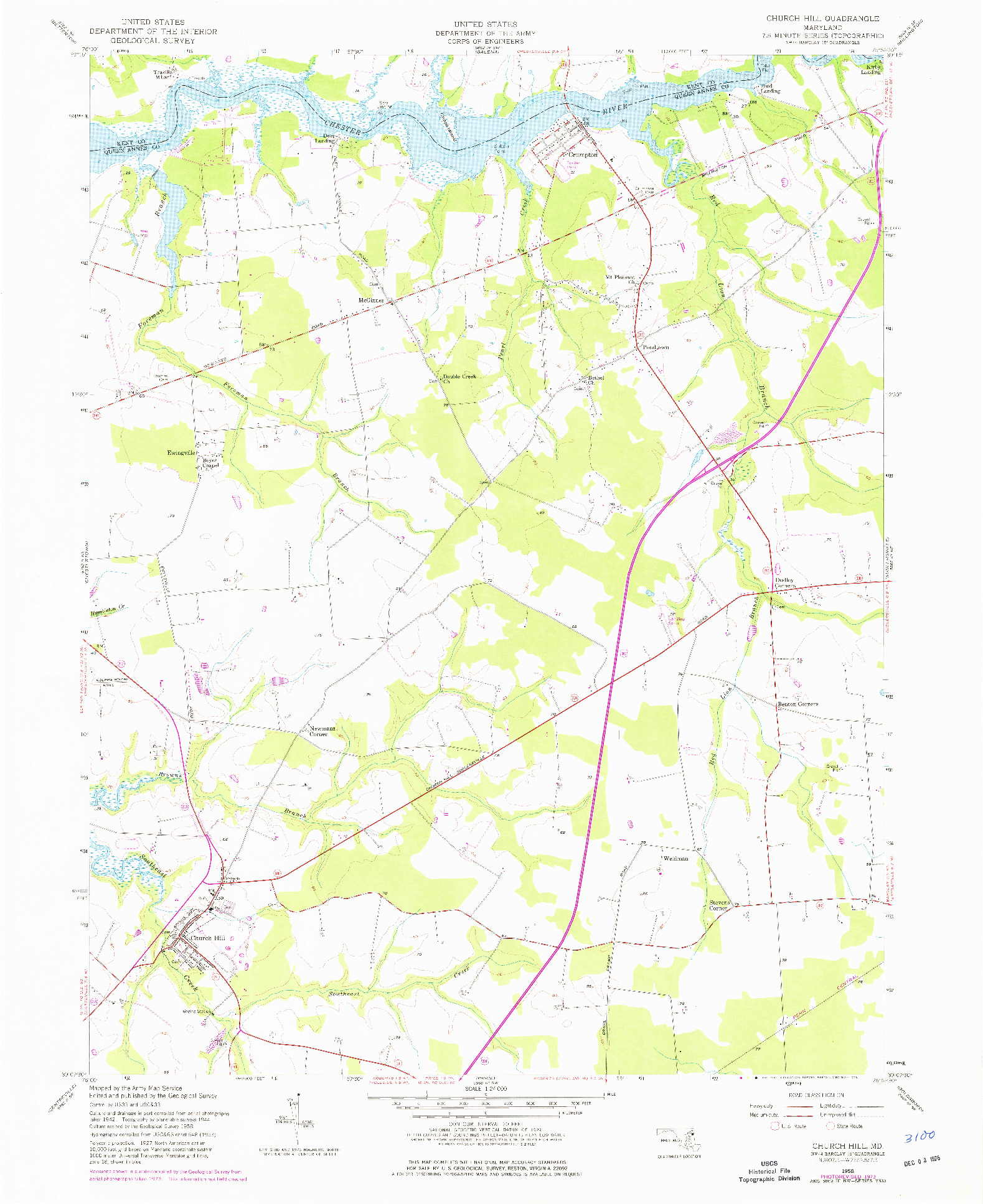 USGS 1:24000-SCALE QUADRANGLE FOR CHURCH HILL, MD 1958