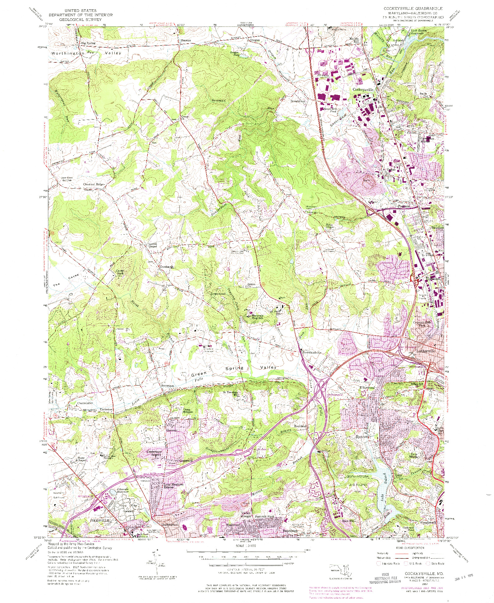 USGS 1:24000-SCALE QUADRANGLE FOR COCKEYSVILLE, MD 1957