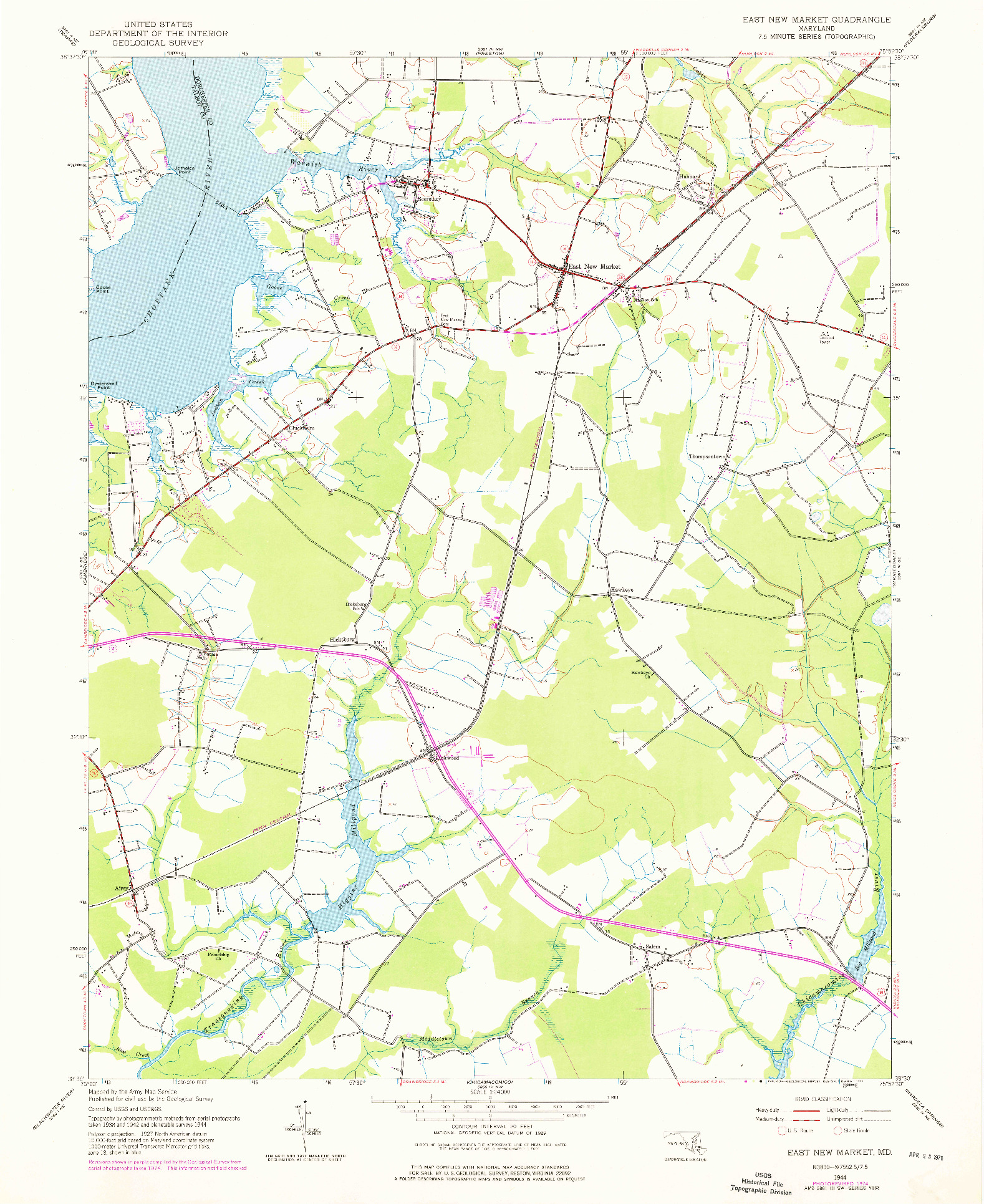 USGS 1:24000-SCALE QUADRANGLE FOR EAST NEW MARKET, MD 1944