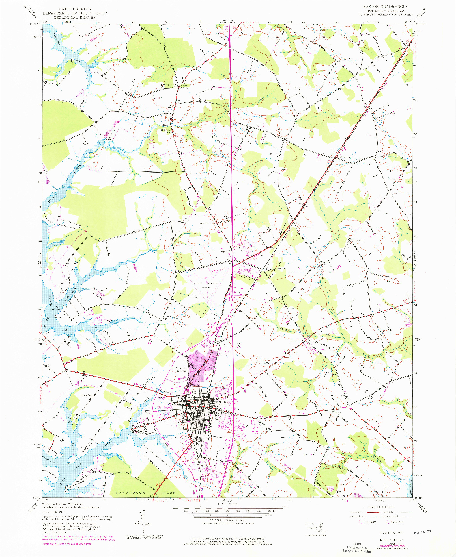 USGS 1:24000-SCALE QUADRANGLE FOR EASTON, MD 1942