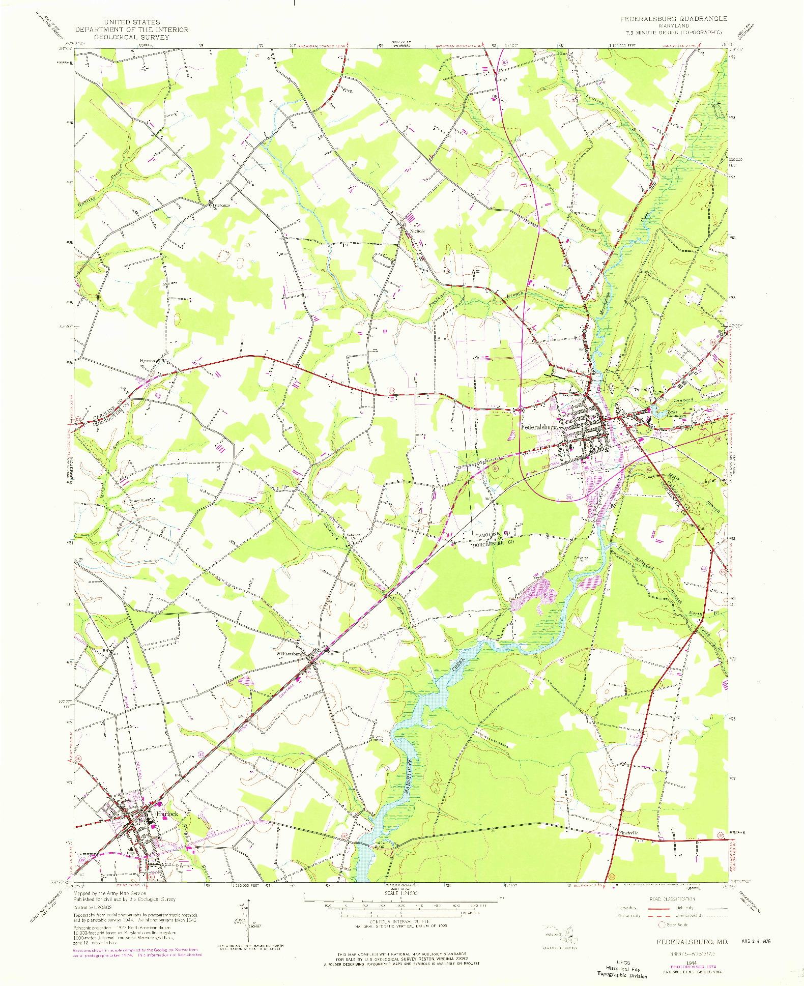 USGS 1:24000-SCALE QUADRANGLE FOR FEDERALSBURG, MD 1944