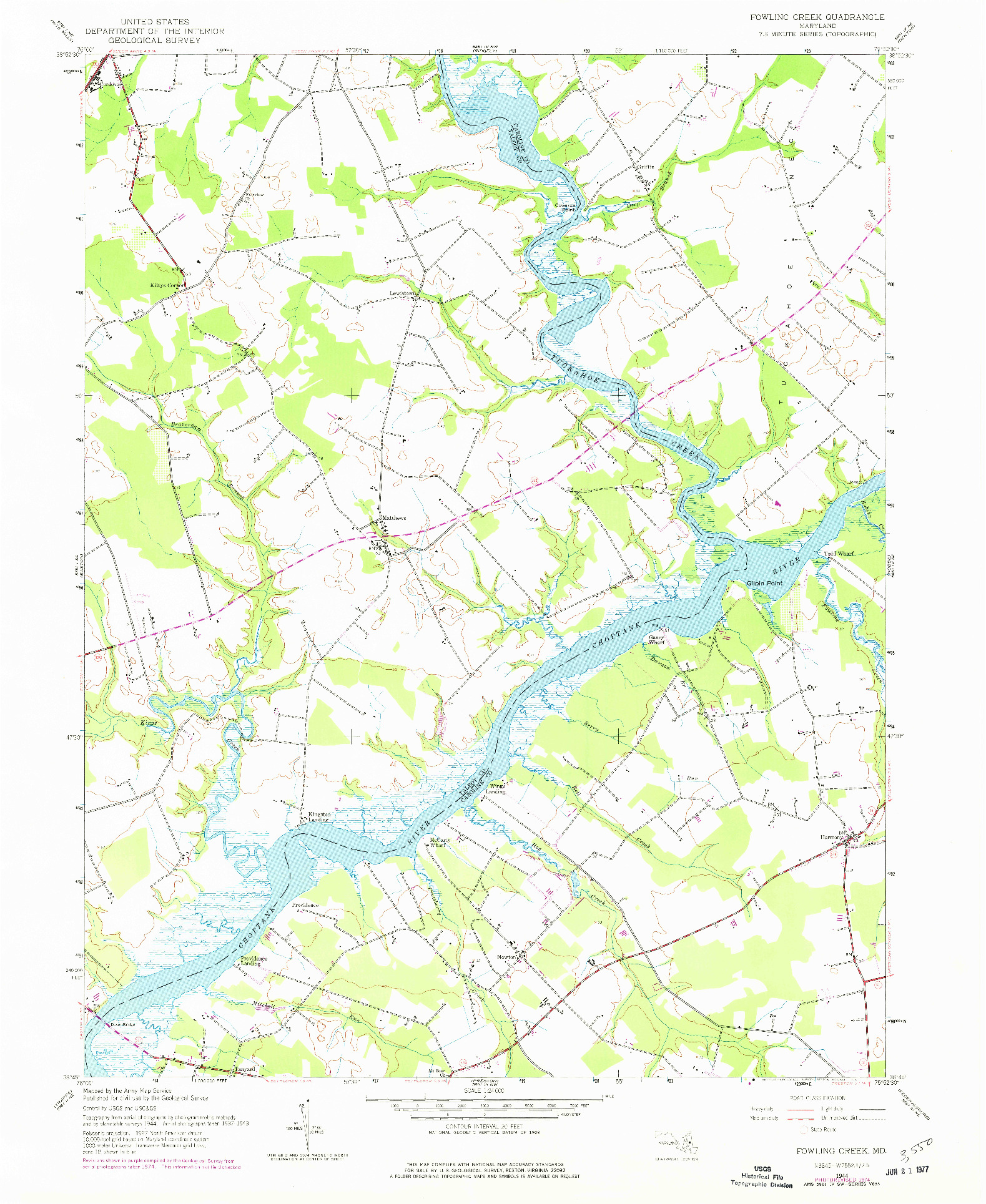 USGS 1:24000-SCALE QUADRANGLE FOR FOWLING CREEK, MD 1944