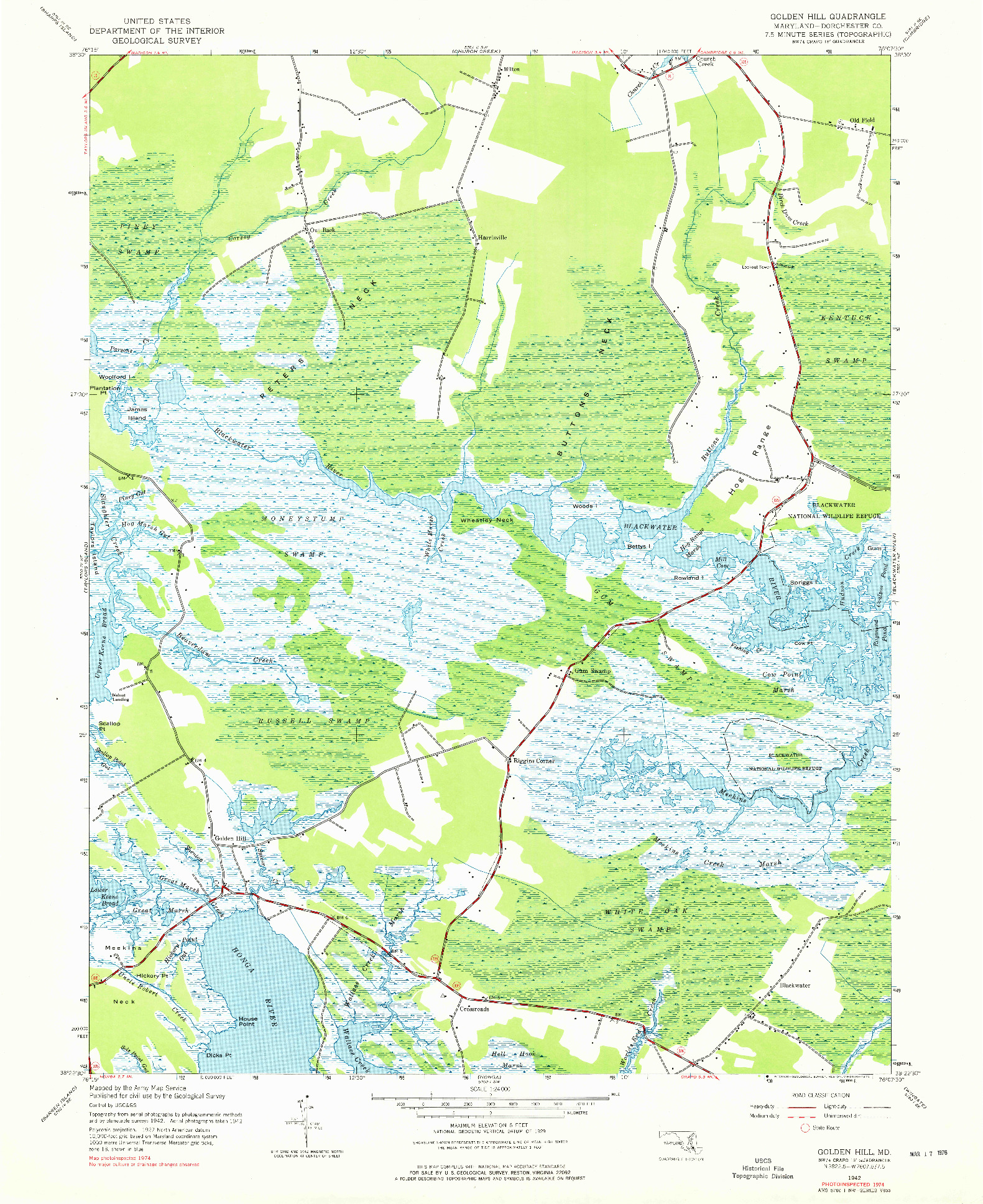 USGS 1:24000-SCALE QUADRANGLE FOR GOLDEN HILL, MD 1942